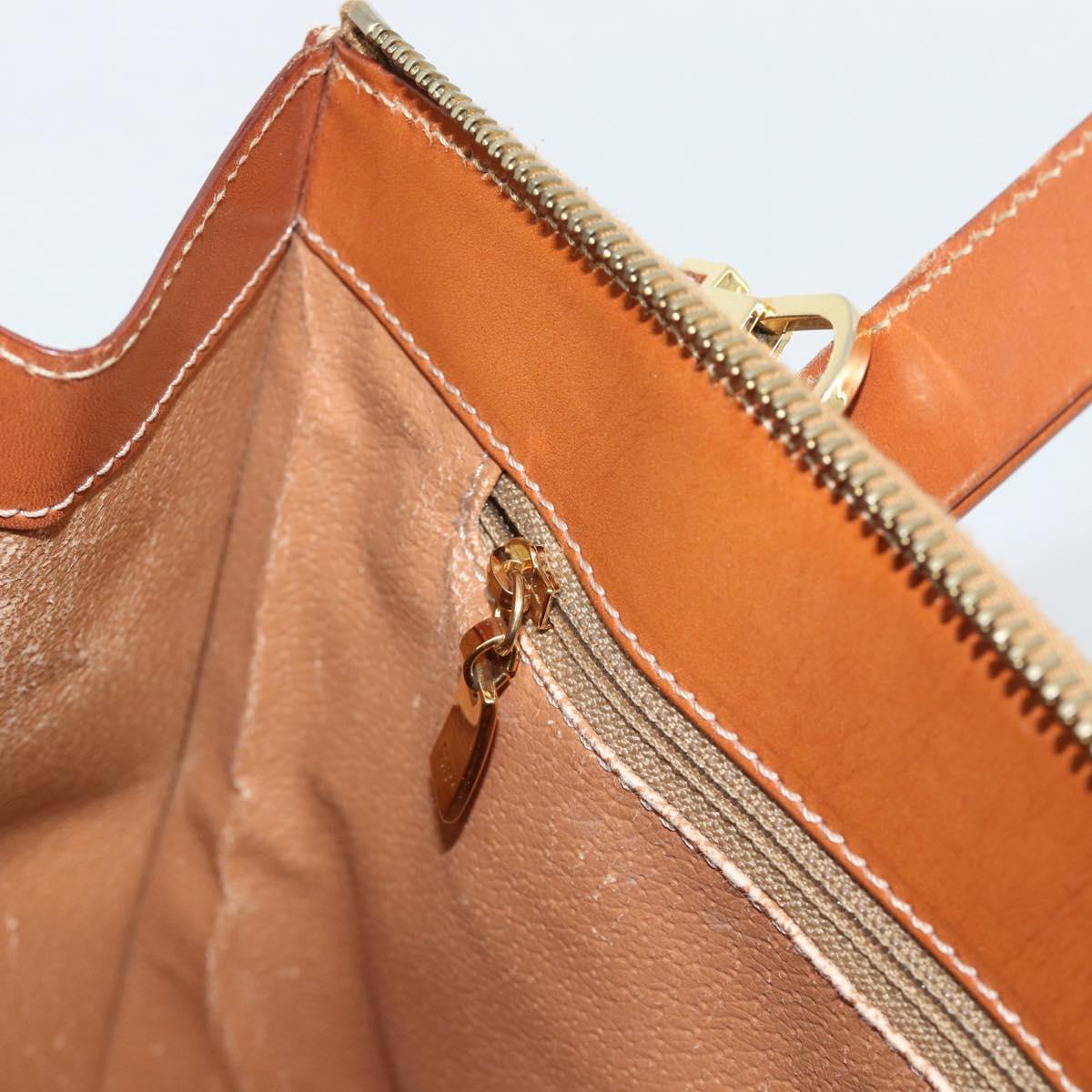 CELINE Macadam Hand Bag PVC Leather 2way Brown Gold Tone Auth ep15277
