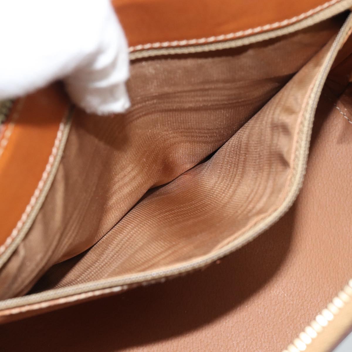 CELINE Macadam Hand Bag PVC Leather 2way Brown Gold Tone Auth ep15277