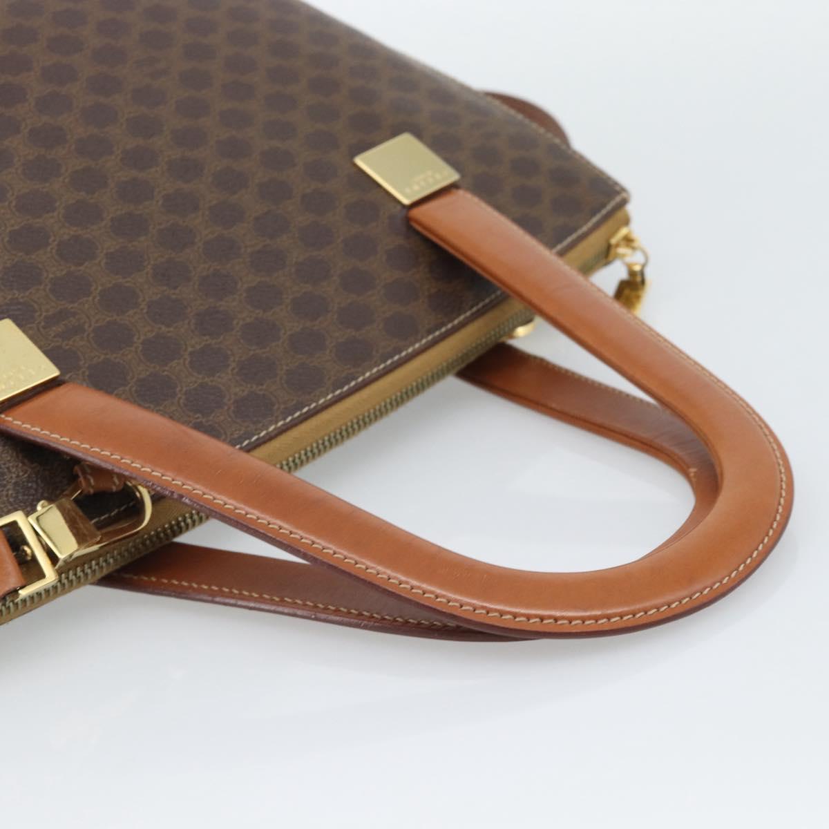 CELINE Macadam Hand Bag PVC Leather 2way Brown Gold Tone Auth ep15277