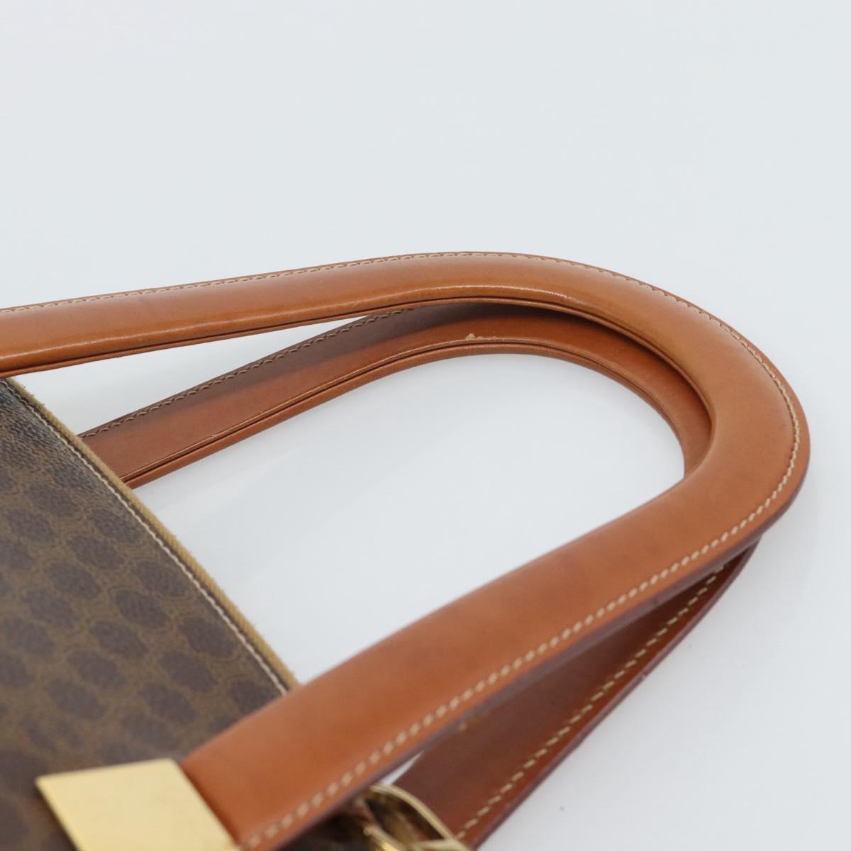 CELINE Macadam Hand Bag PVC Leather 2way Brown Gold Tone Auth ep15277
