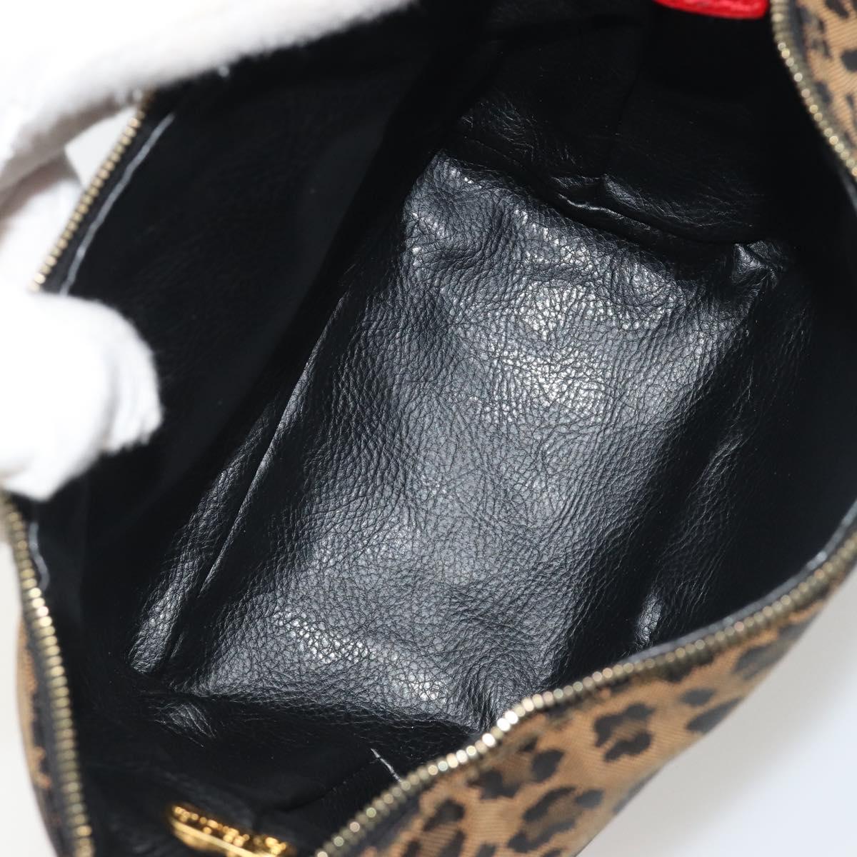 FENDI Vanity Pouch Canvas Brown Gold Tone Auth ep15284A