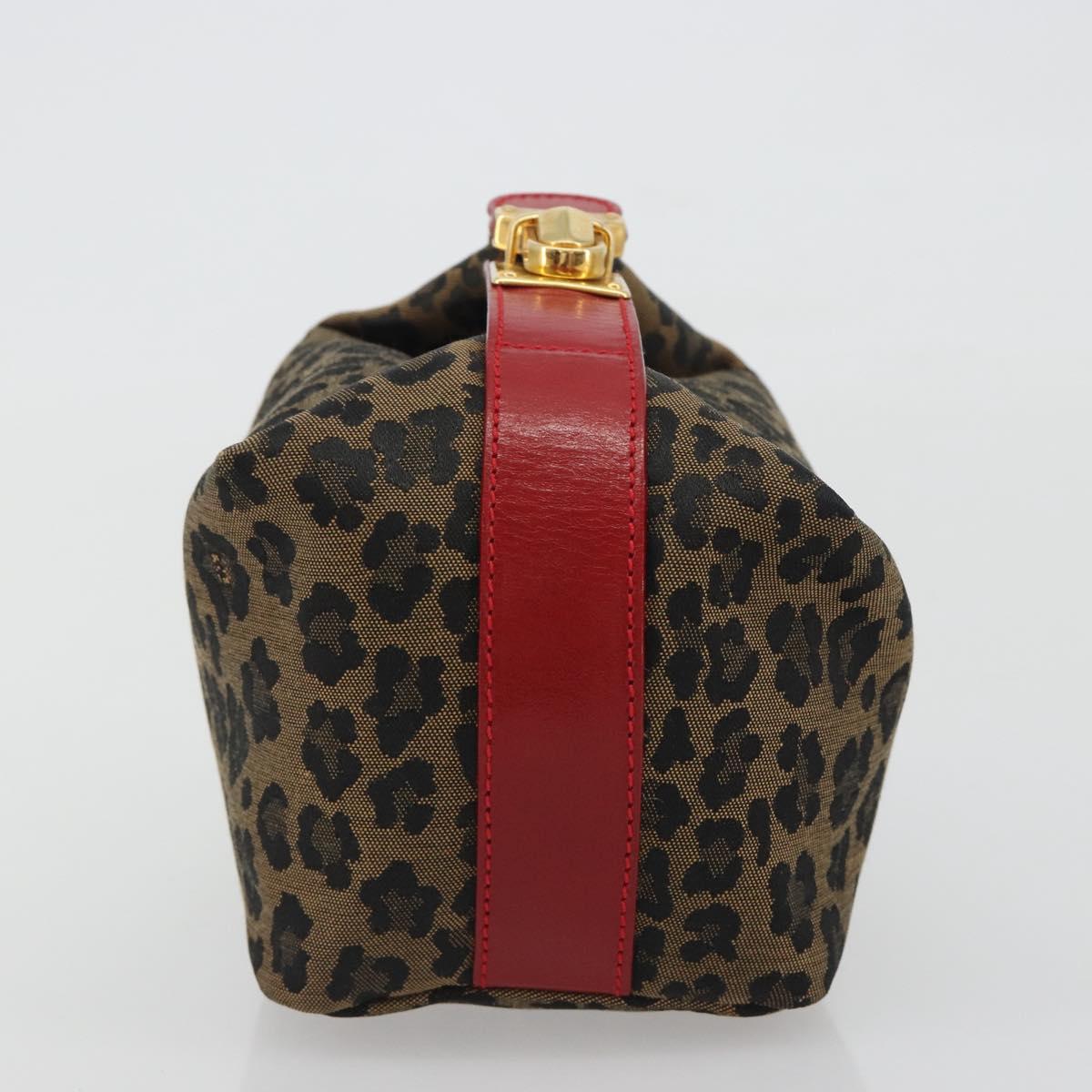 FENDI Vanity Pouch Canvas Brown Gold Tone Auth ep15284A