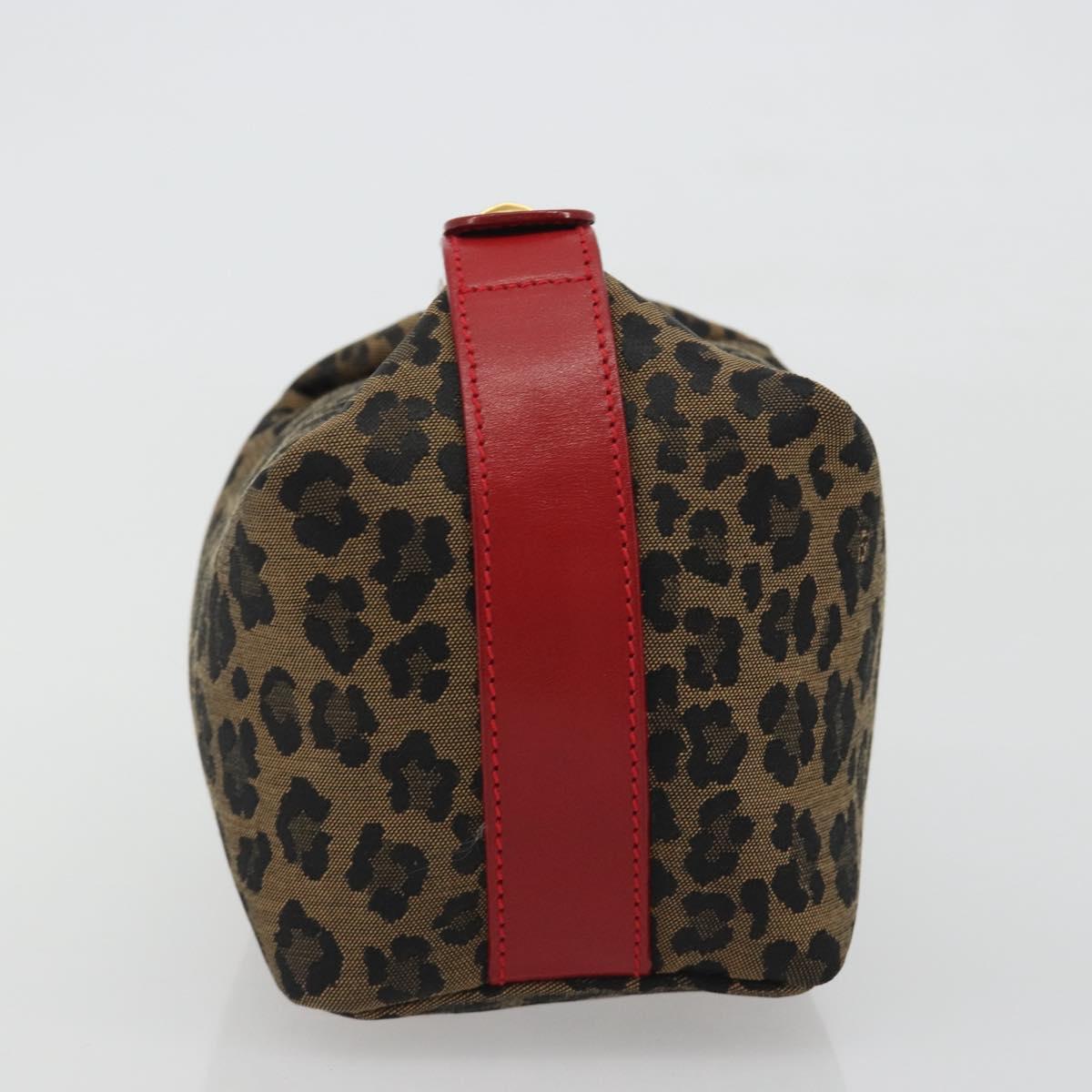 FENDI Vanity Pouch Canvas Brown Gold Tone Auth ep15284A