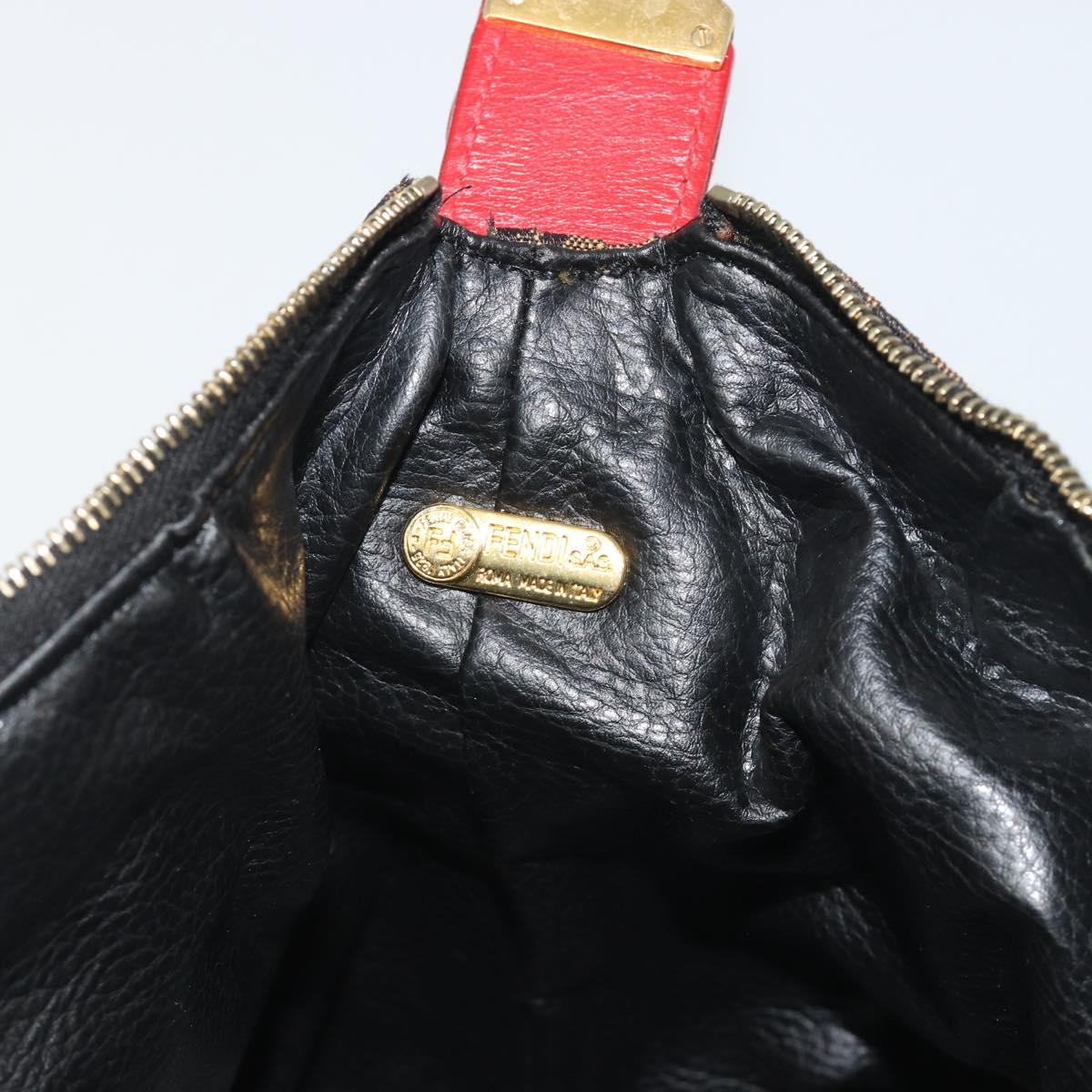 FENDI Vanity Pouch Canvas Brown Gold Tone Auth ep15284A