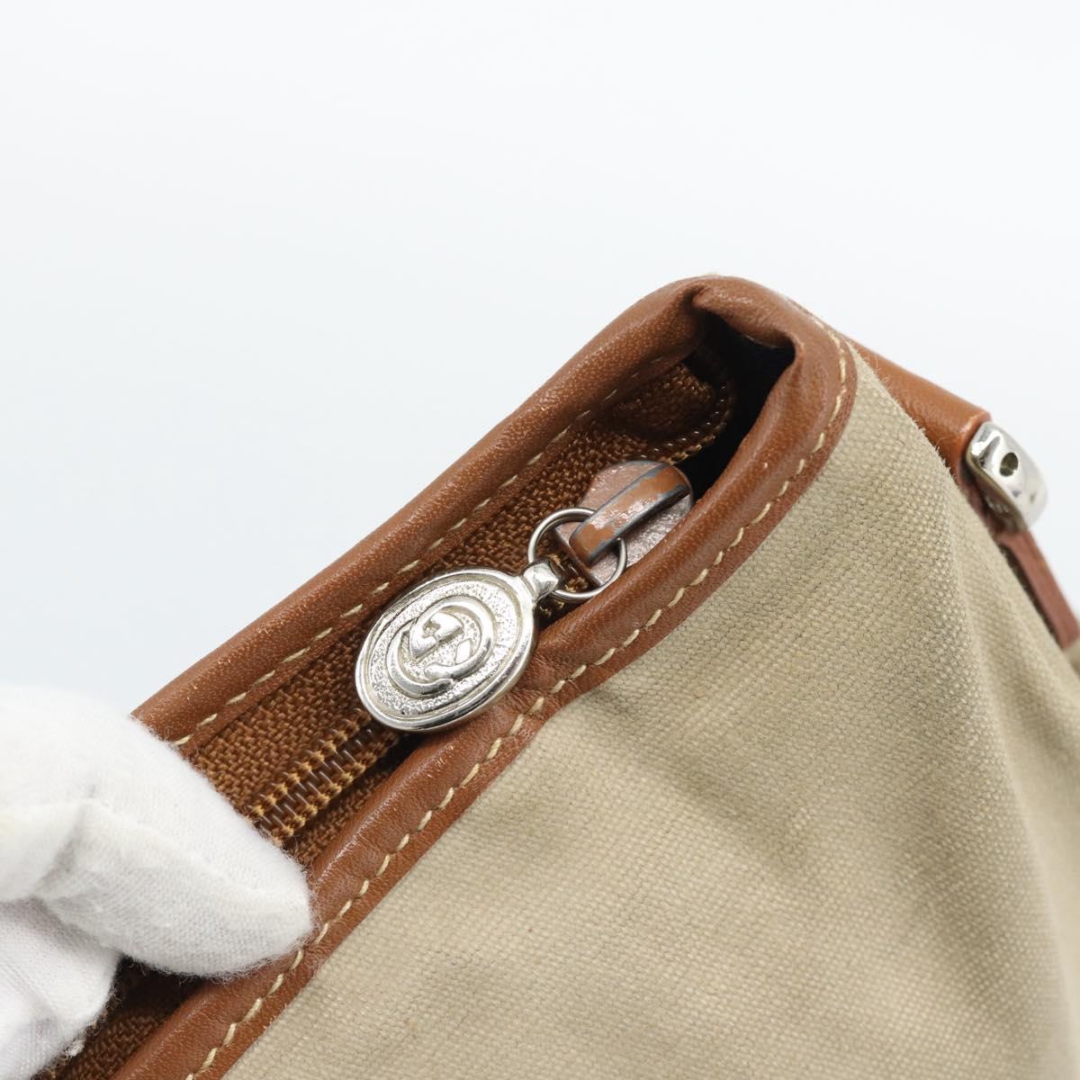 GUCCI Shoulder Bag Canvas Beige Silver 001 090 1130 Auth ep15290
