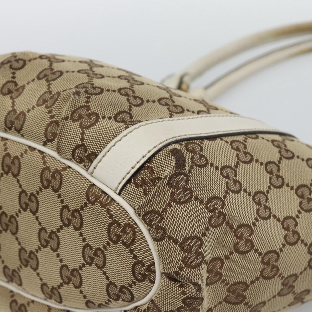 GUCCI GG Canvas Hand Bag Beige Gold Tone 211983 Auth ep15291