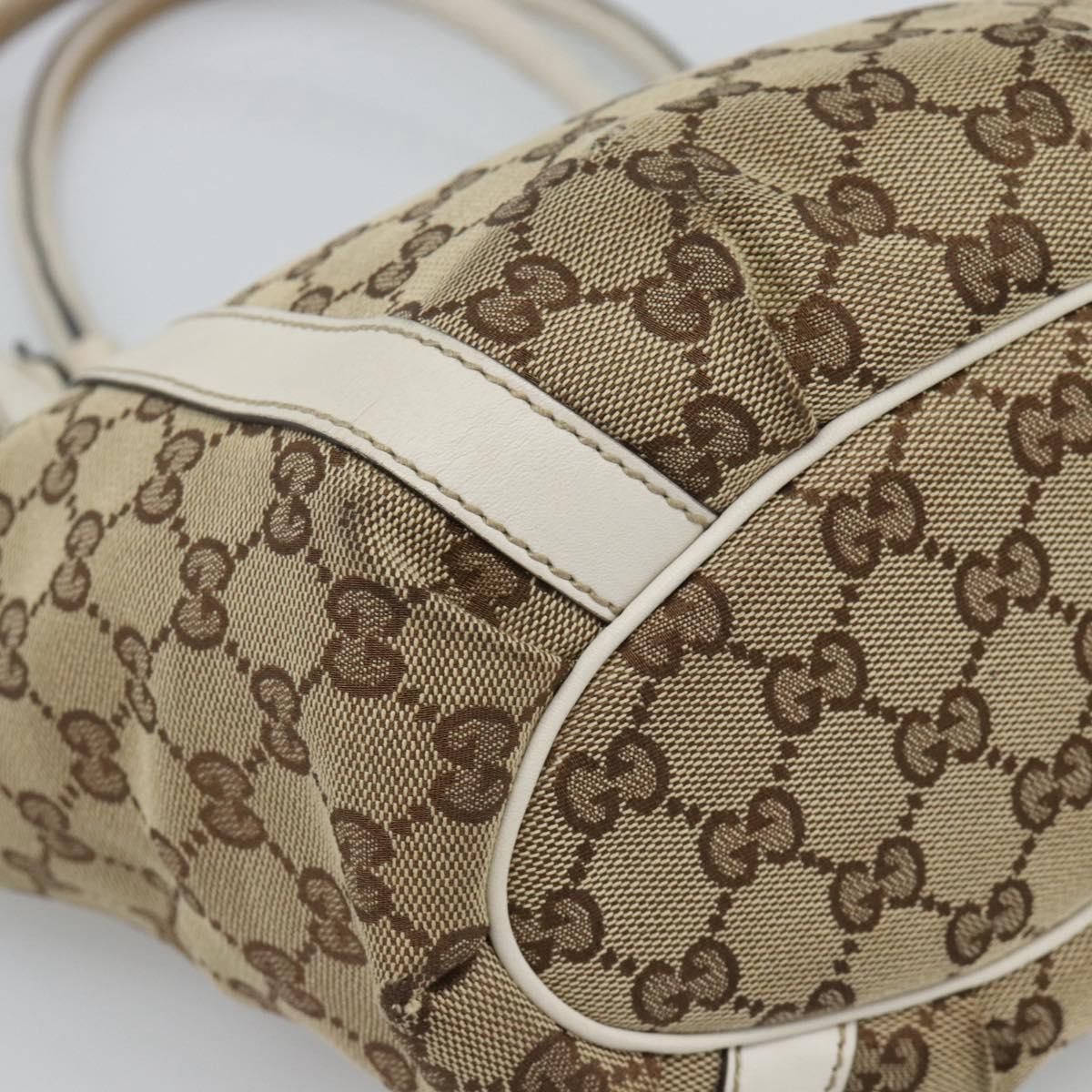 GUCCI GG Canvas Hand Bag Beige Gold Tone 211983 Auth ep15291