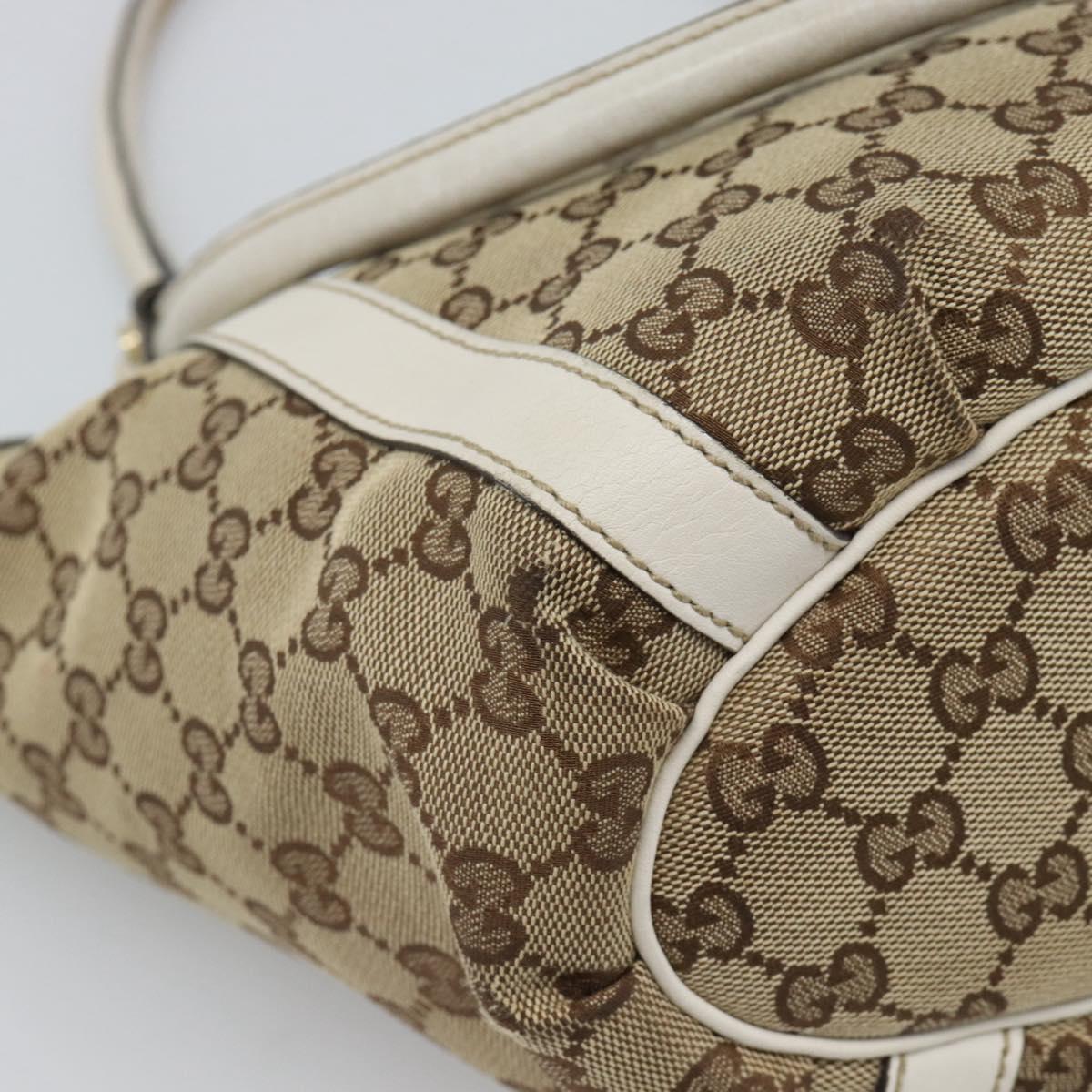 GUCCI GG Canvas Hand Bag Beige Gold Tone 211983 Auth ep15291