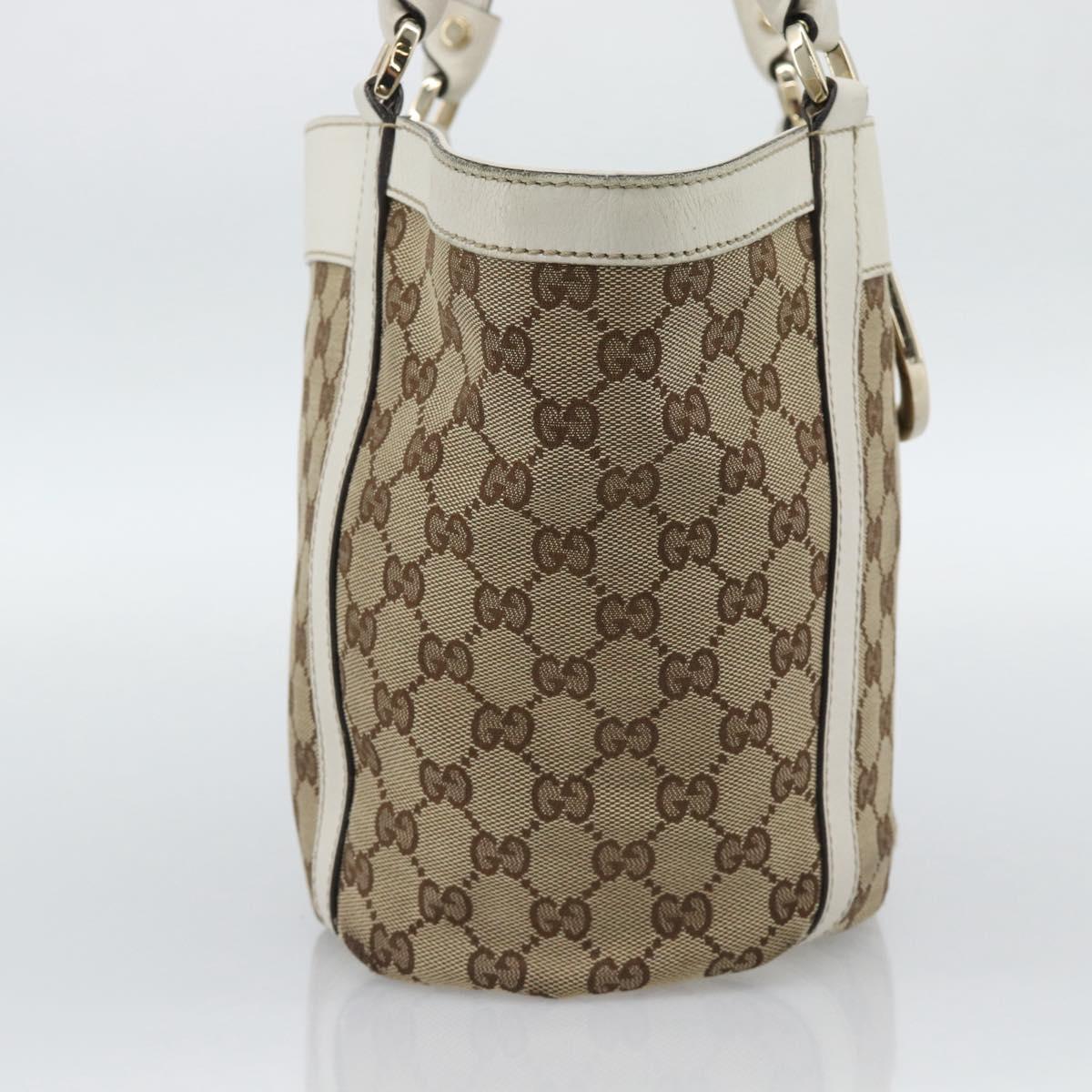 GUCCI GG Canvas Hand Bag Beige Gold Tone 211983 Auth ep15291