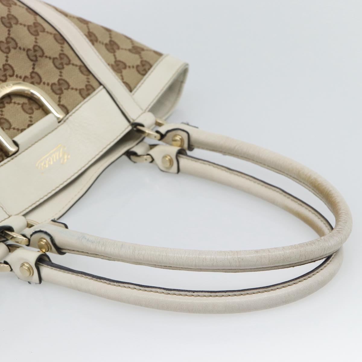 GUCCI GG Canvas Hand Bag Beige Gold Tone 211983 Auth ep15291