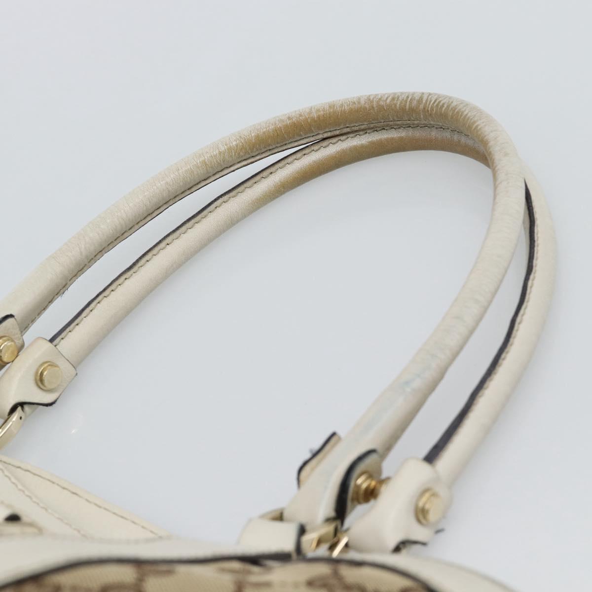 GUCCI GG Canvas Hand Bag Beige Gold Tone 211983 Auth ep15291