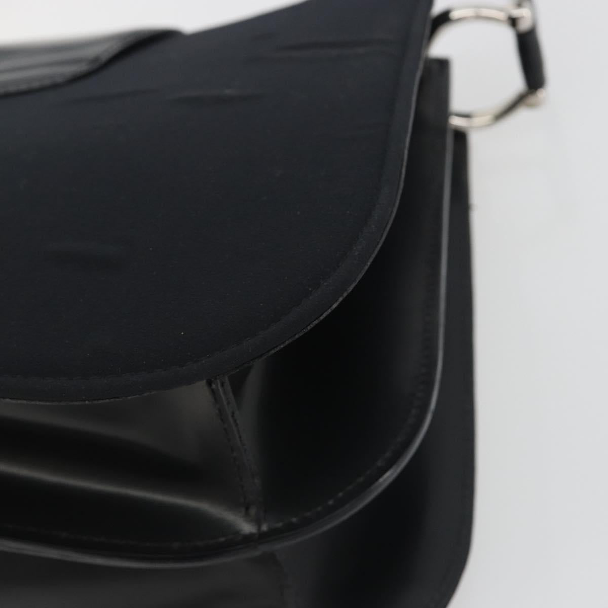 CELINE Shoulder Bag Canvas Black Silver Auth ep15292