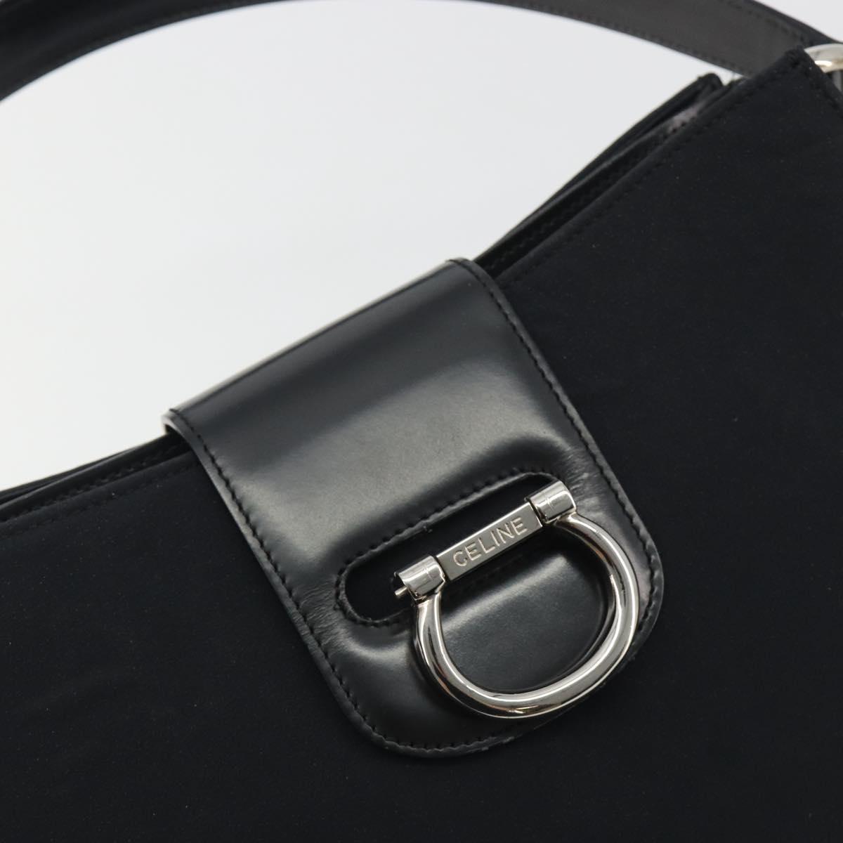 CELINE Shoulder Bag Canvas Black Silver Auth ep15292
