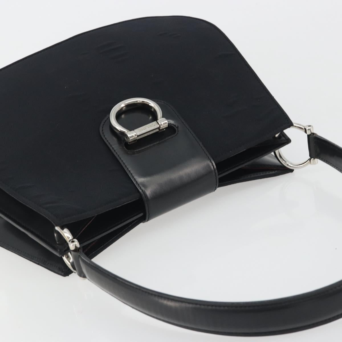 CELINE Shoulder Bag Canvas Black Silver Auth ep15292