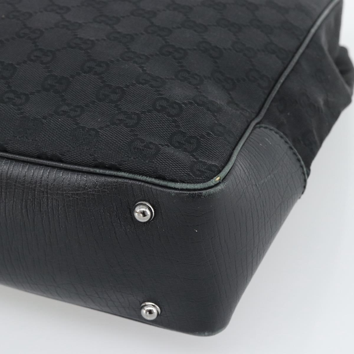 GUCCI GG Canvas Bamboo Hand Bag Black Silver 112530 Auth ep15294