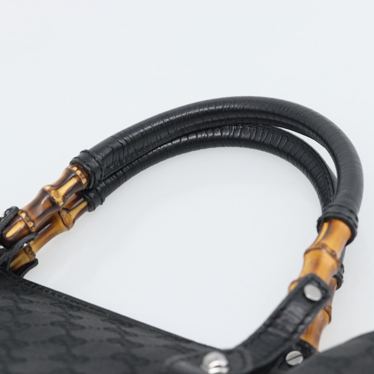 GUCCI GG Canvas Bamboo Hand Bag Black Silver 112530 Auth ep15294
