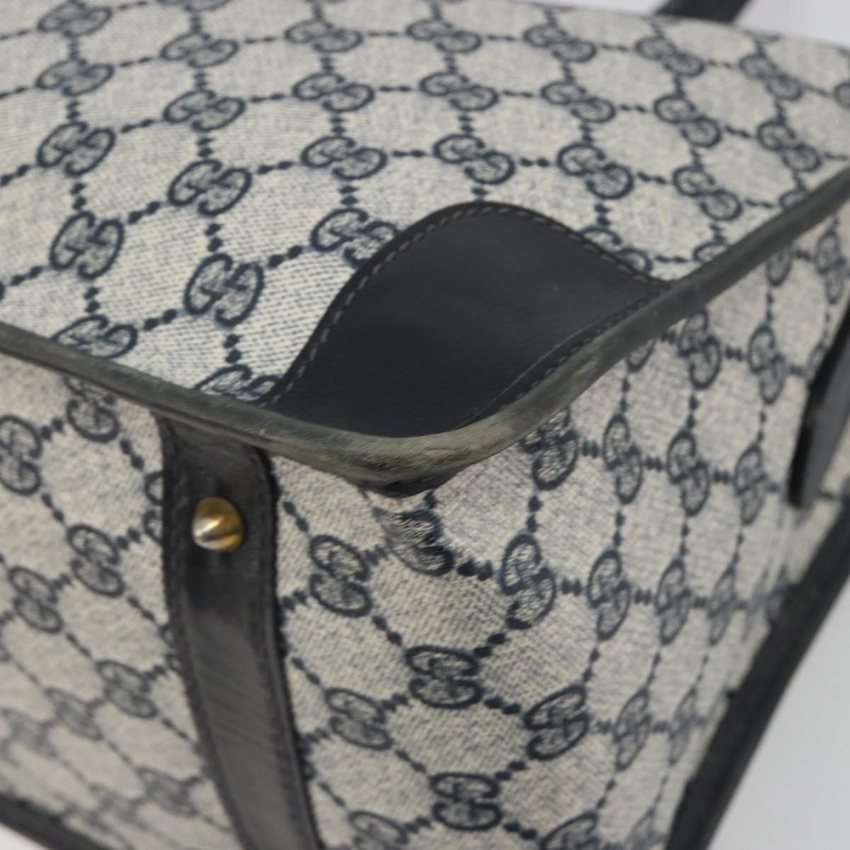 GUCCI GG Supreme Hand Bag PVC Leather Navy Gold Tone Auth ep15295