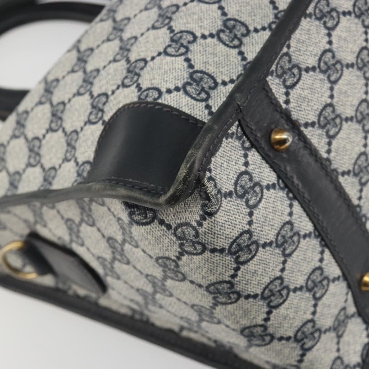 GUCCI GG Supreme Hand Bag PVC Leather Navy Gold Tone Auth ep15295