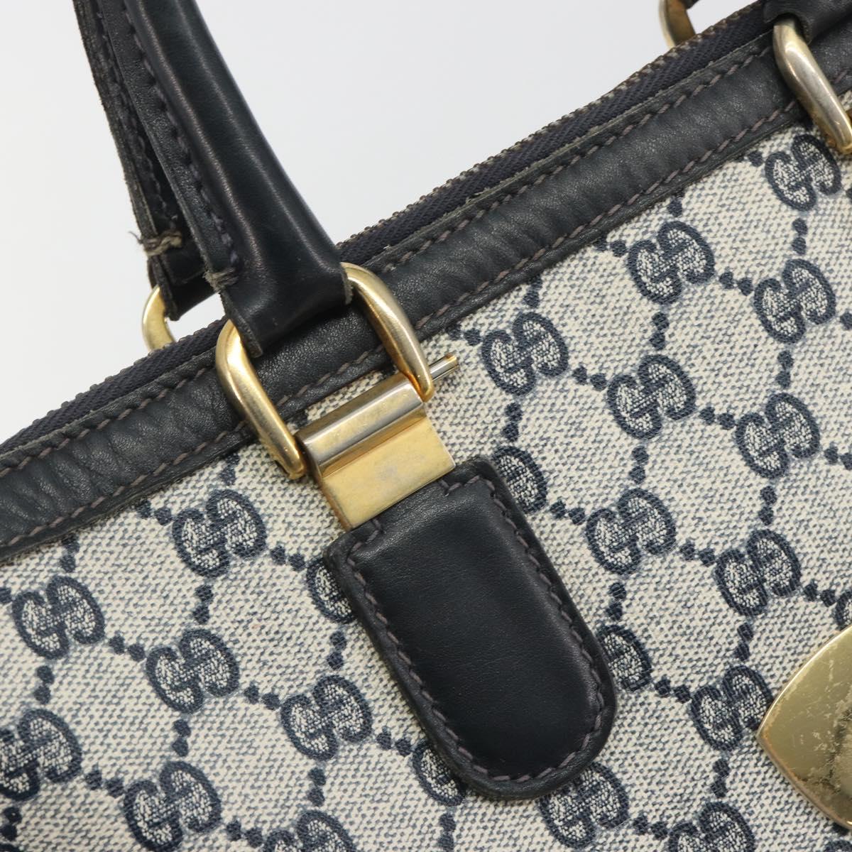 GUCCI GG Supreme Hand Bag PVC Leather Navy Gold Tone Auth ep15295