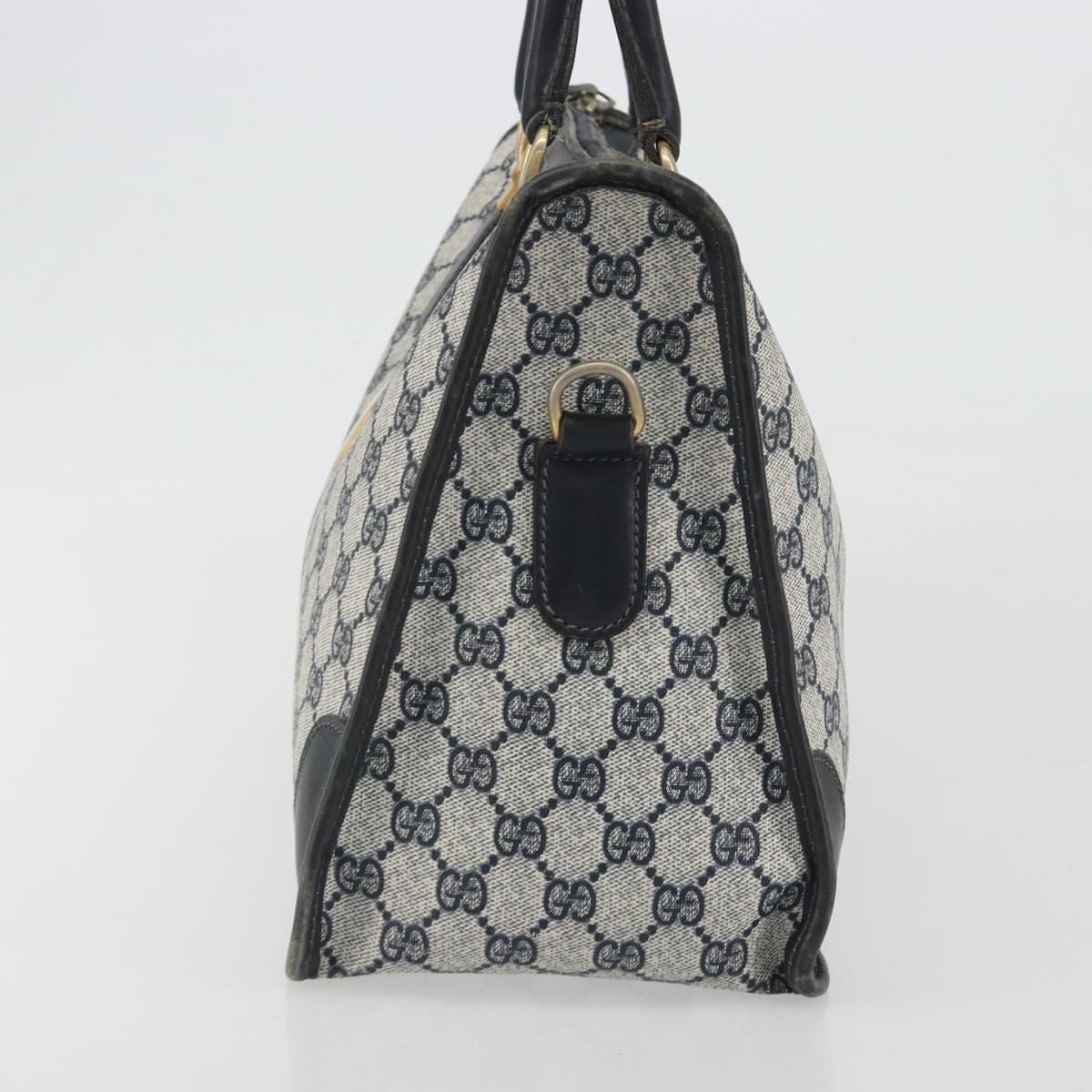 GUCCI GG Supreme Hand Bag PVC Leather Navy Gold Tone Auth ep15295
