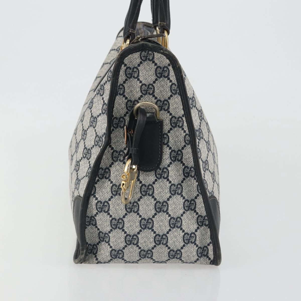 GUCCI GG Supreme Hand Bag PVC Leather Navy Gold Tone Auth ep15295