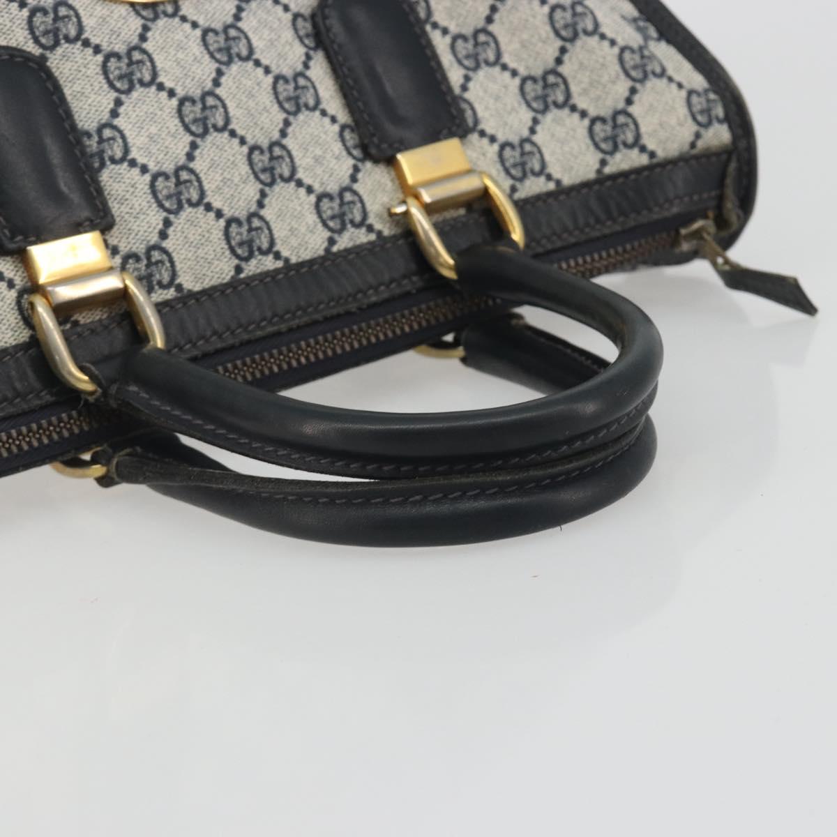 GUCCI GG Supreme Hand Bag PVC Leather Navy Gold Tone Auth ep15295