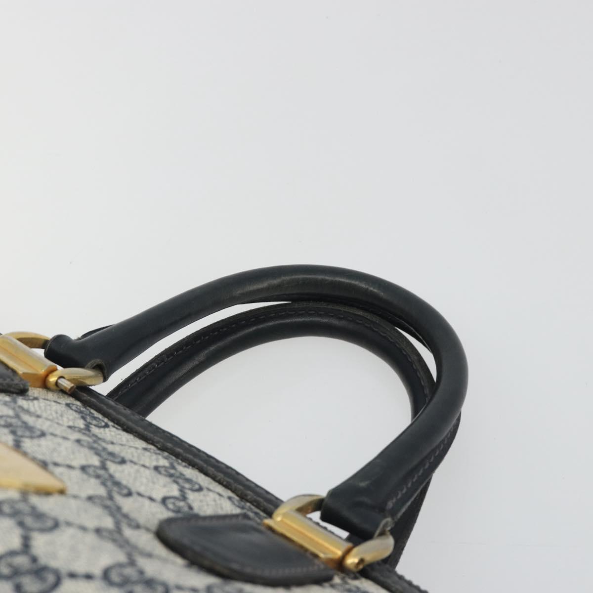GUCCI GG Supreme Hand Bag PVC Leather Navy Gold Tone Auth ep15295