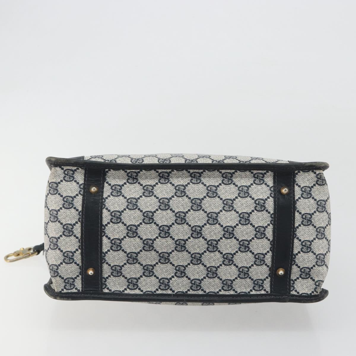 GUCCI GG Supreme Hand Bag PVC Leather Navy Gold Tone Auth ep15295