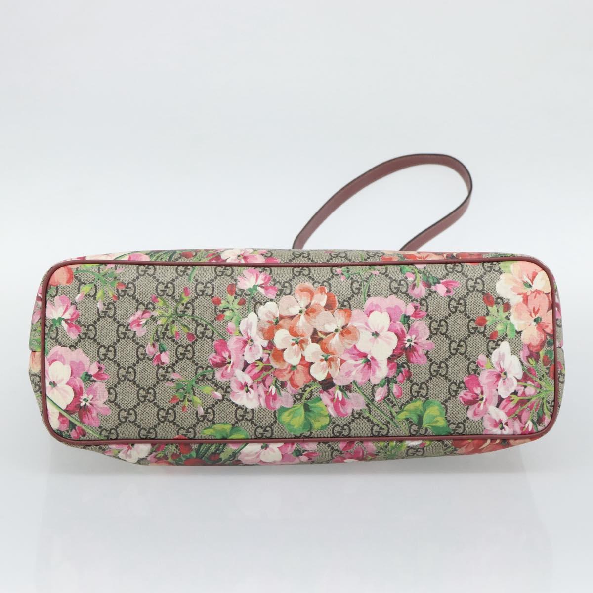 GUCCI GG Blooms Tote Bag PVC Leather 2way Beige Pink 410748 Auth ep15302A