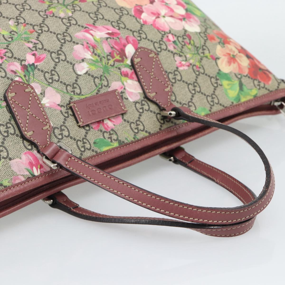 GUCCI GG Blooms Tote Bag PVC Leather 2way Beige Pink 410748 Auth ep15302A