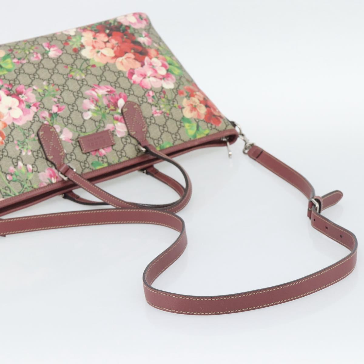 GUCCI GG Blooms Tote Bag PVC Leather 2way Beige Pink 410748 Auth ep15302A