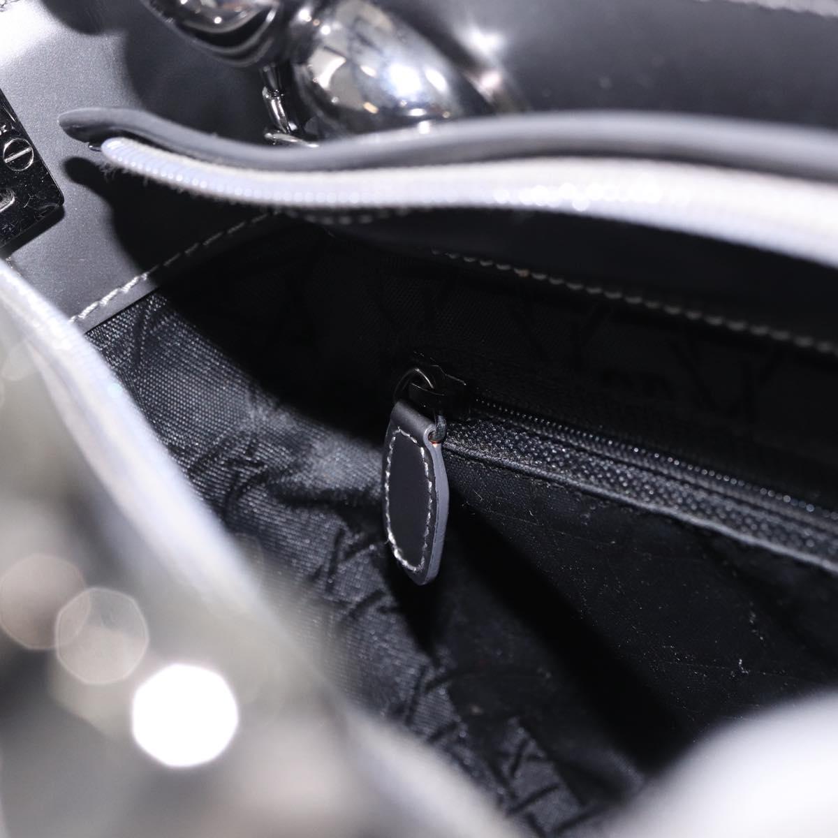 Christian Dior Maris Pearl Hand Bag Patent 2way Gray Silver Auth ep15303V