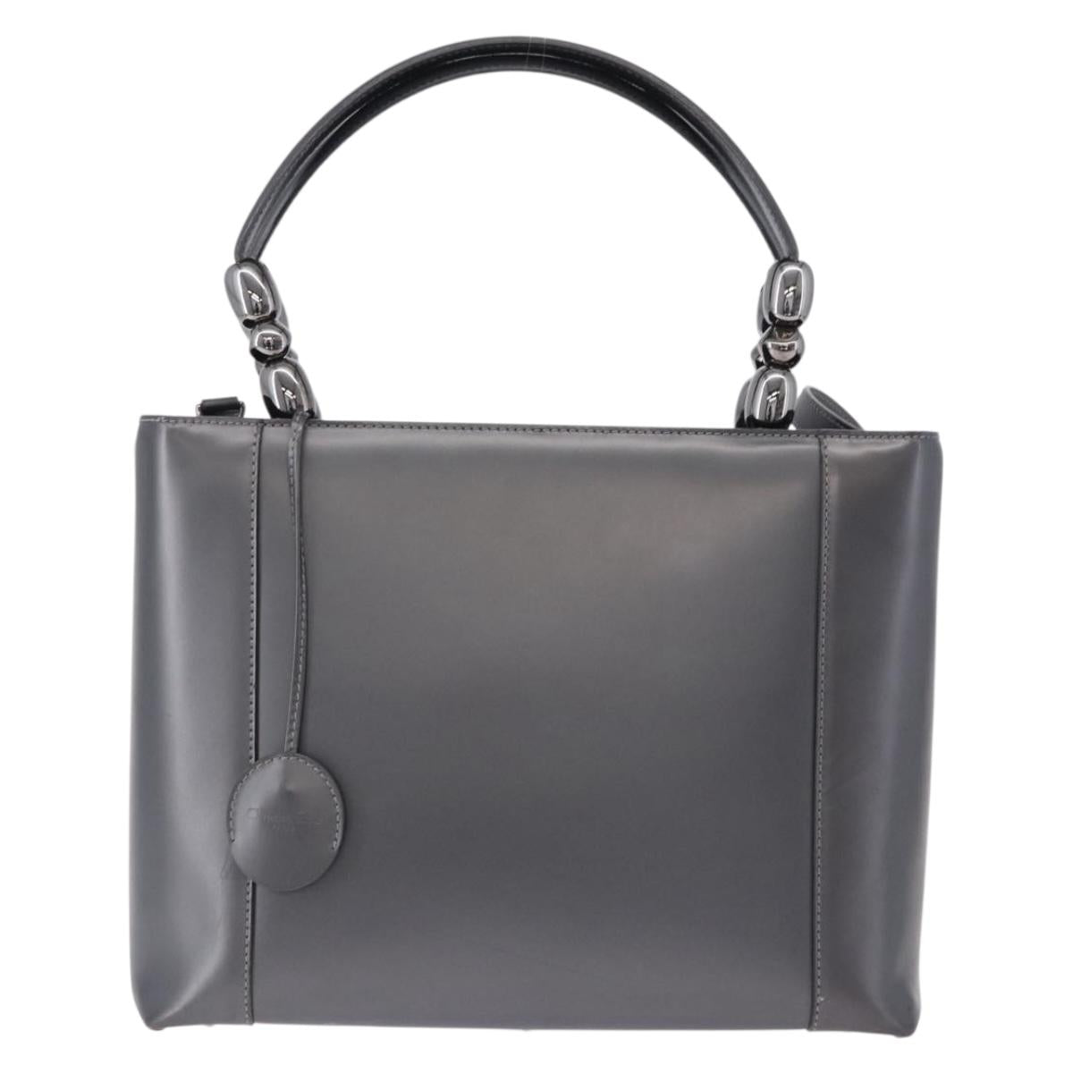 Christian Dior Maris Pearl Hand Bag Patent 2way Gray Silver Auth ep15303V