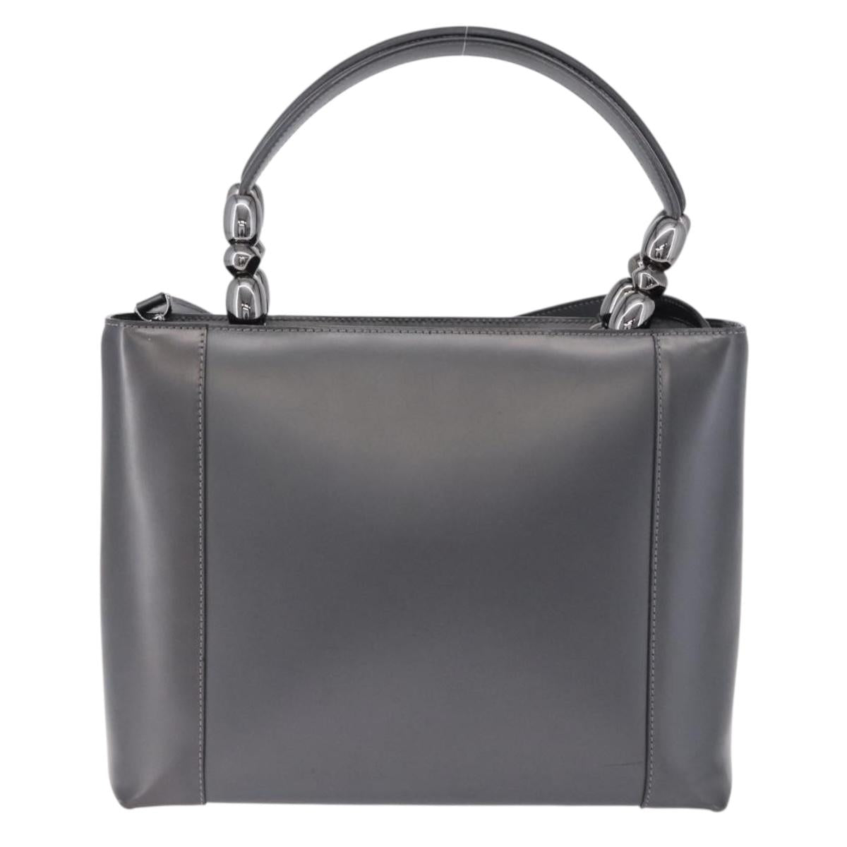 Christian Dior Maris Pearl Hand Bag Patent 2way Gray Silver Auth ep15303V