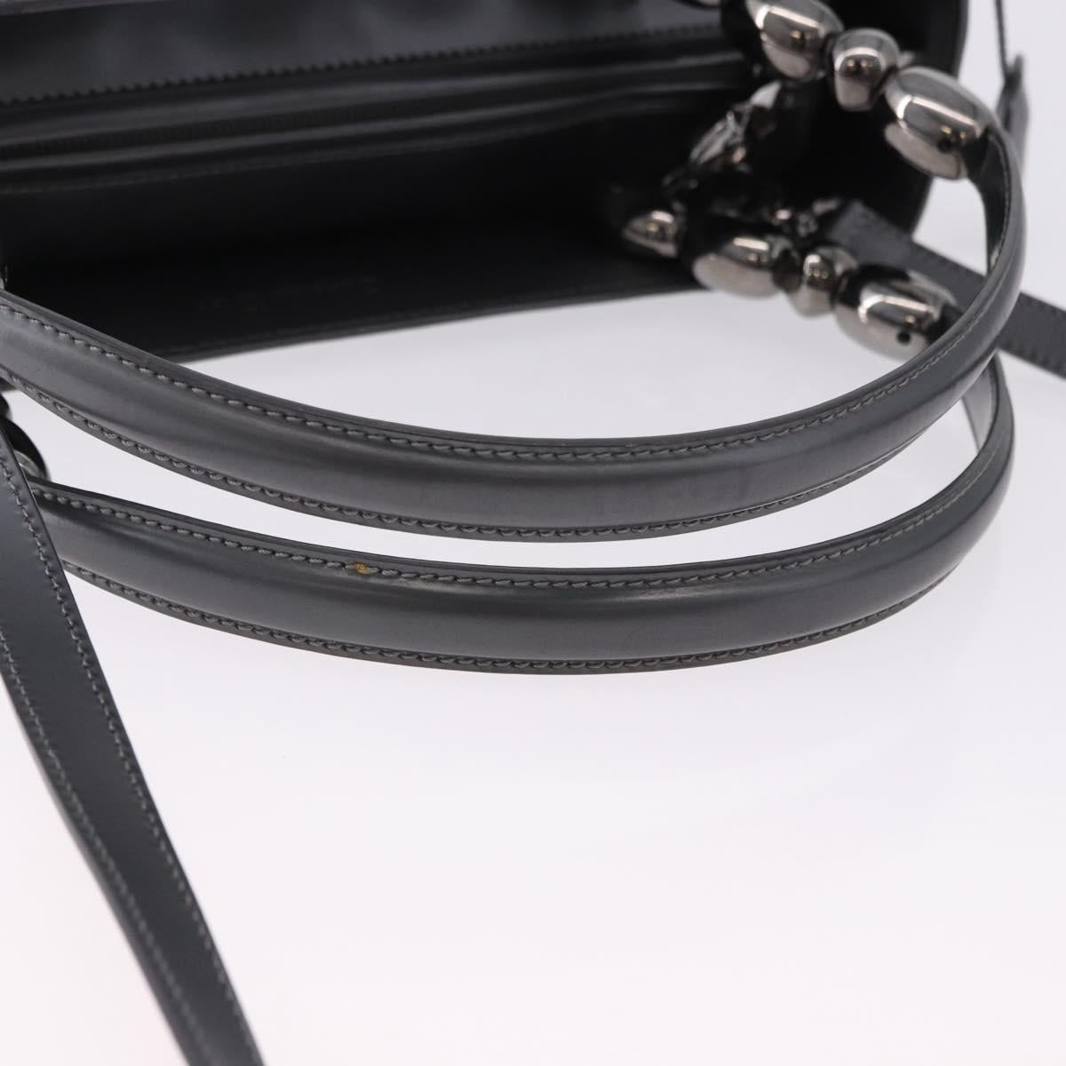 Christian Dior Maris Pearl Hand Bag Patent 2way Gray Silver Auth ep15303V