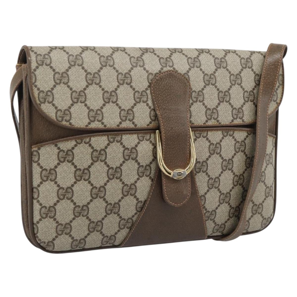 GUCCI GG Supreme Shoulder Bag PVC Leather Beige Gold 904 23 025 Auth ep15305