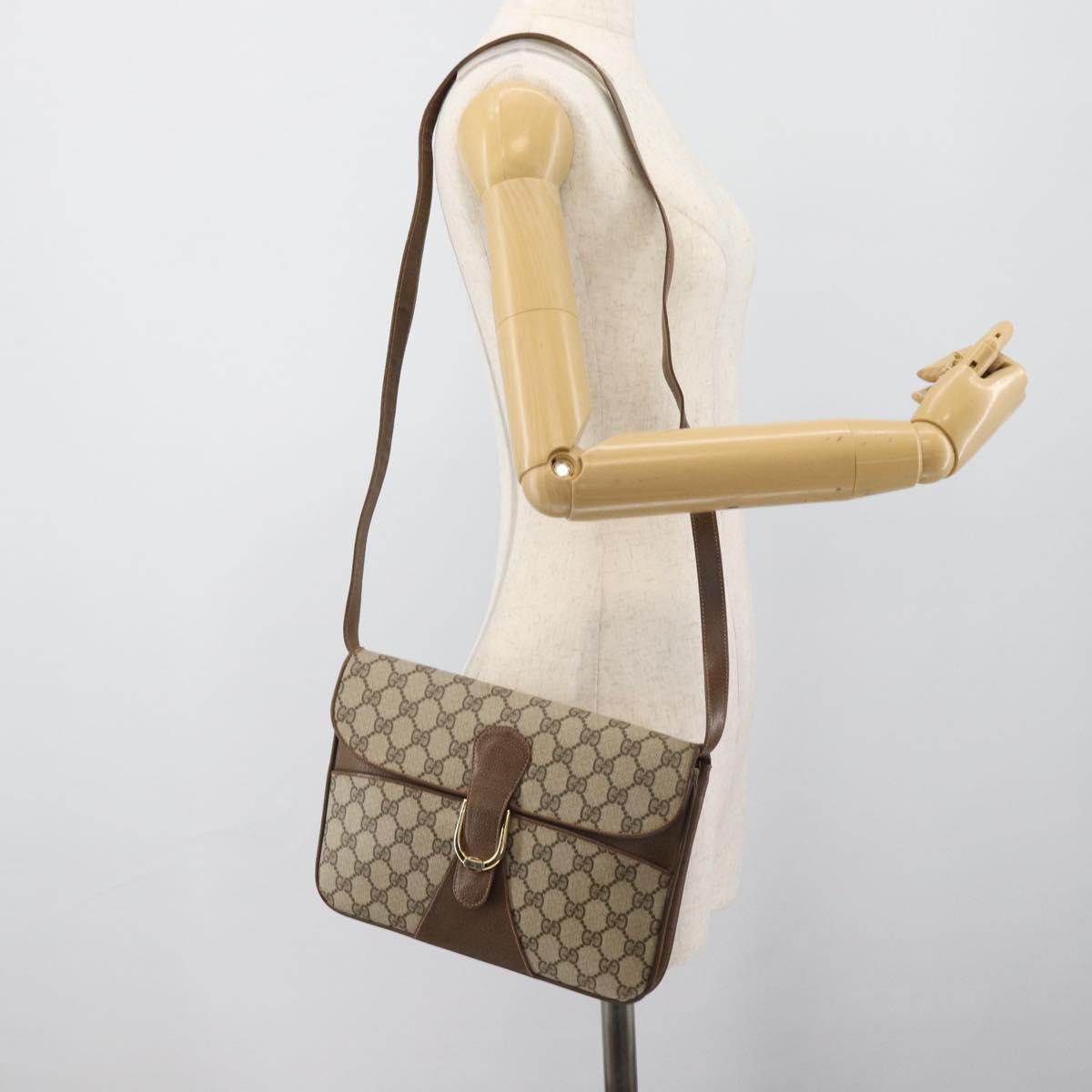 GUCCI GG Supreme Shoulder Bag PVC Leather Beige Gold 904 23 025 Auth ep15305