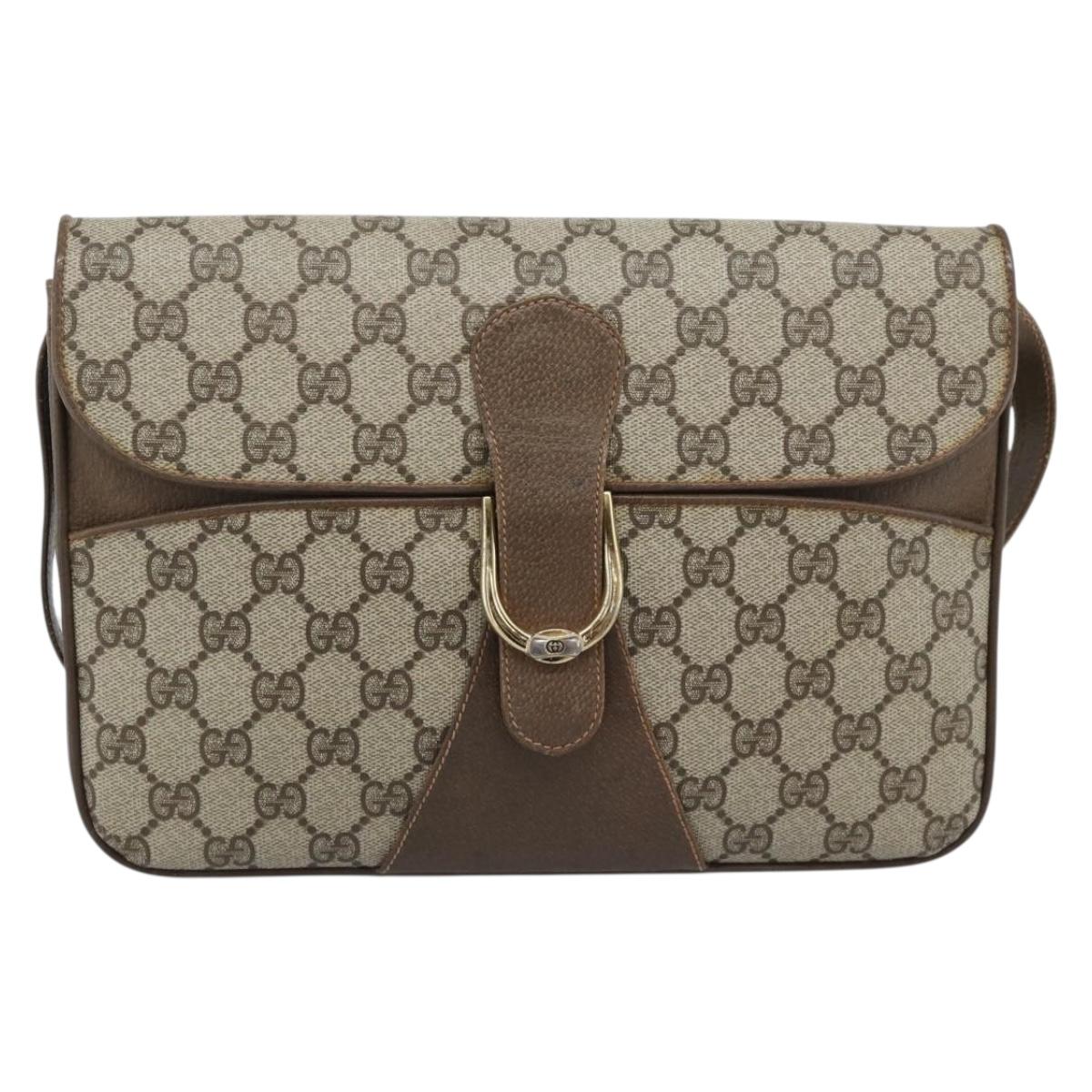 GUCCI GG Supreme Shoulder Bag PVC Leather Beige Gold 904 23 025 Auth ep15305