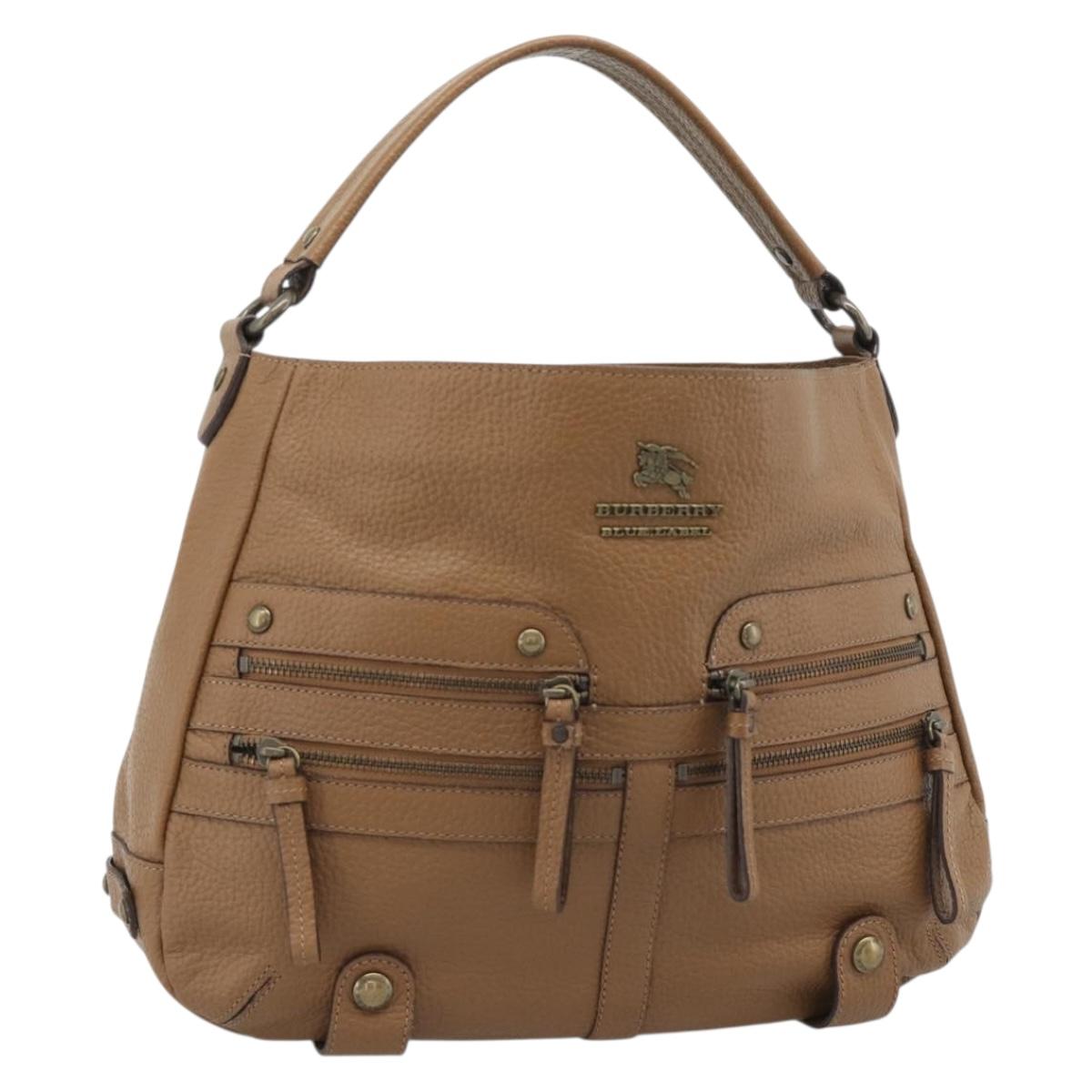 BURBERRY Shoulder Bag Leather Brown Gold Tone Auth ep15306A