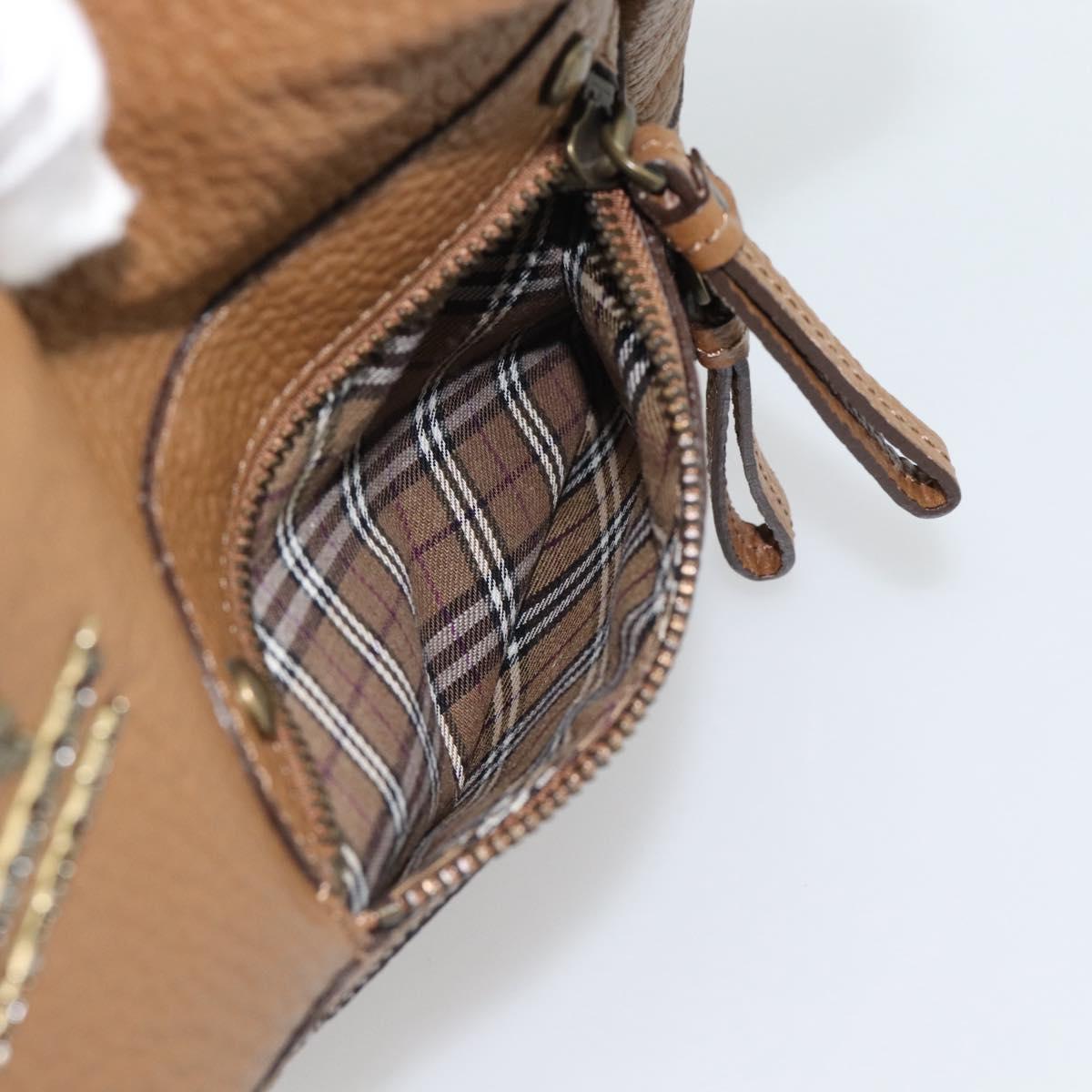 BURBERRY Shoulder Bag Leather Brown Gold Tone Auth ep15306A