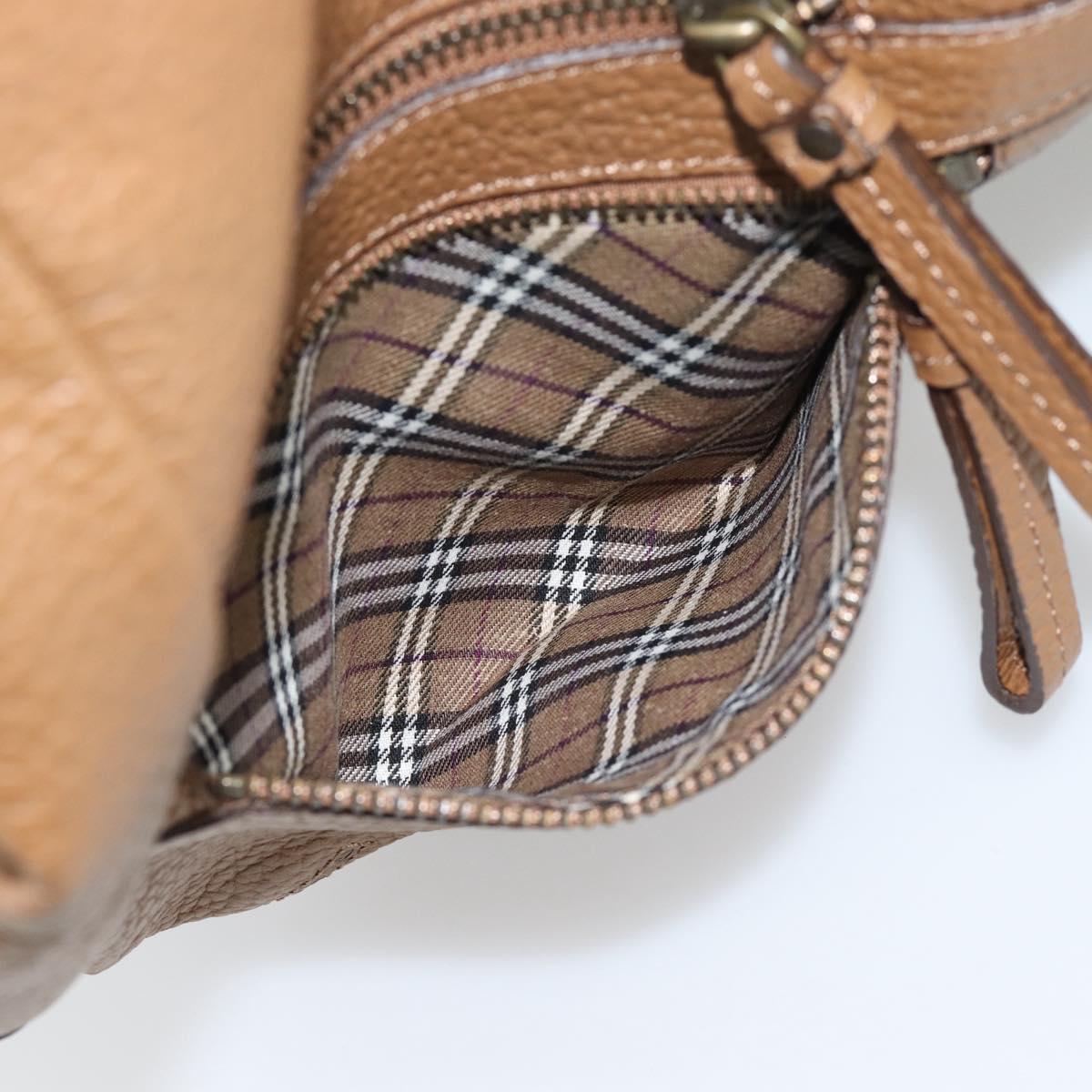 BURBERRY Shoulder Bag Leather Brown Gold Tone Auth ep15306A