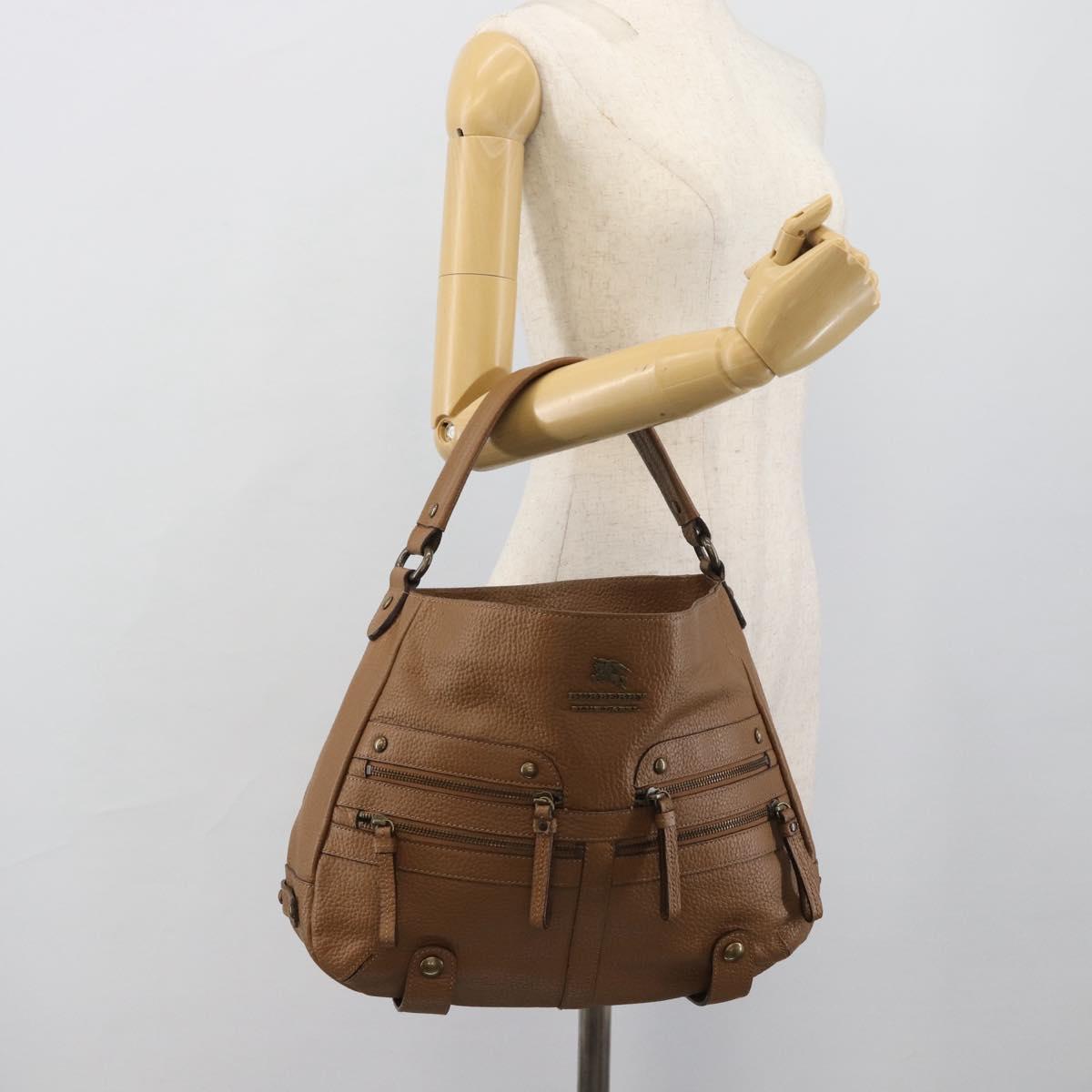 BURBERRY Shoulder Bag Leather Brown Gold Tone Auth ep15306A