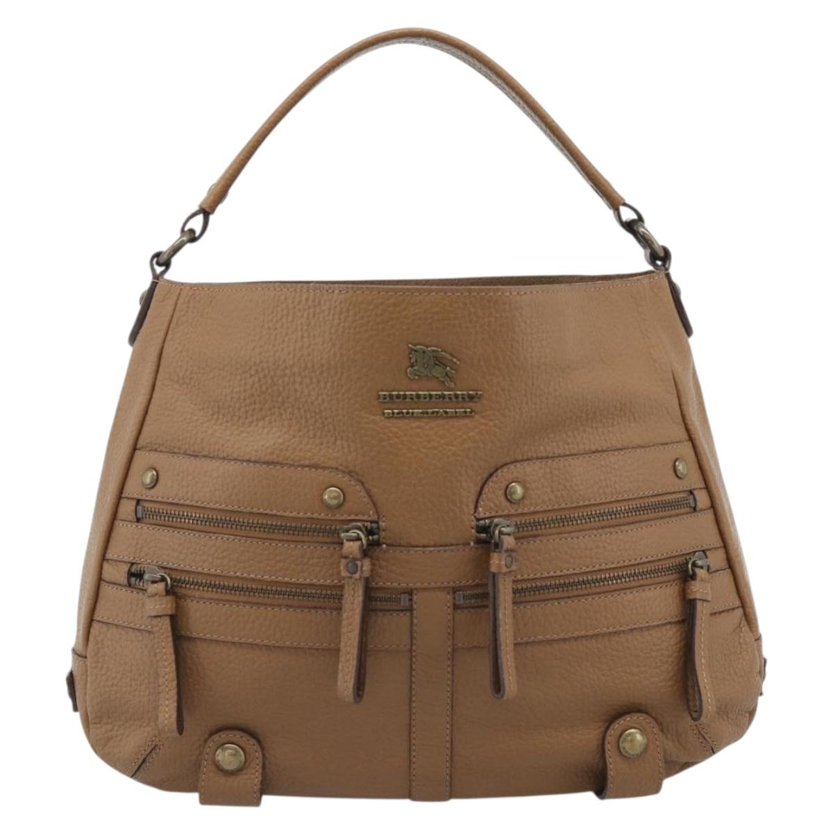 BURBERRY Shoulder Bag Leather Brown Gold Tone Auth ep15306A