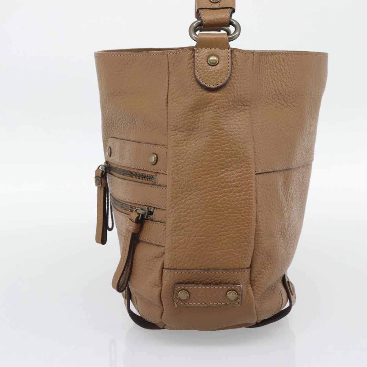 BURBERRY Shoulder Bag Leather Brown Gold Tone Auth ep15306A