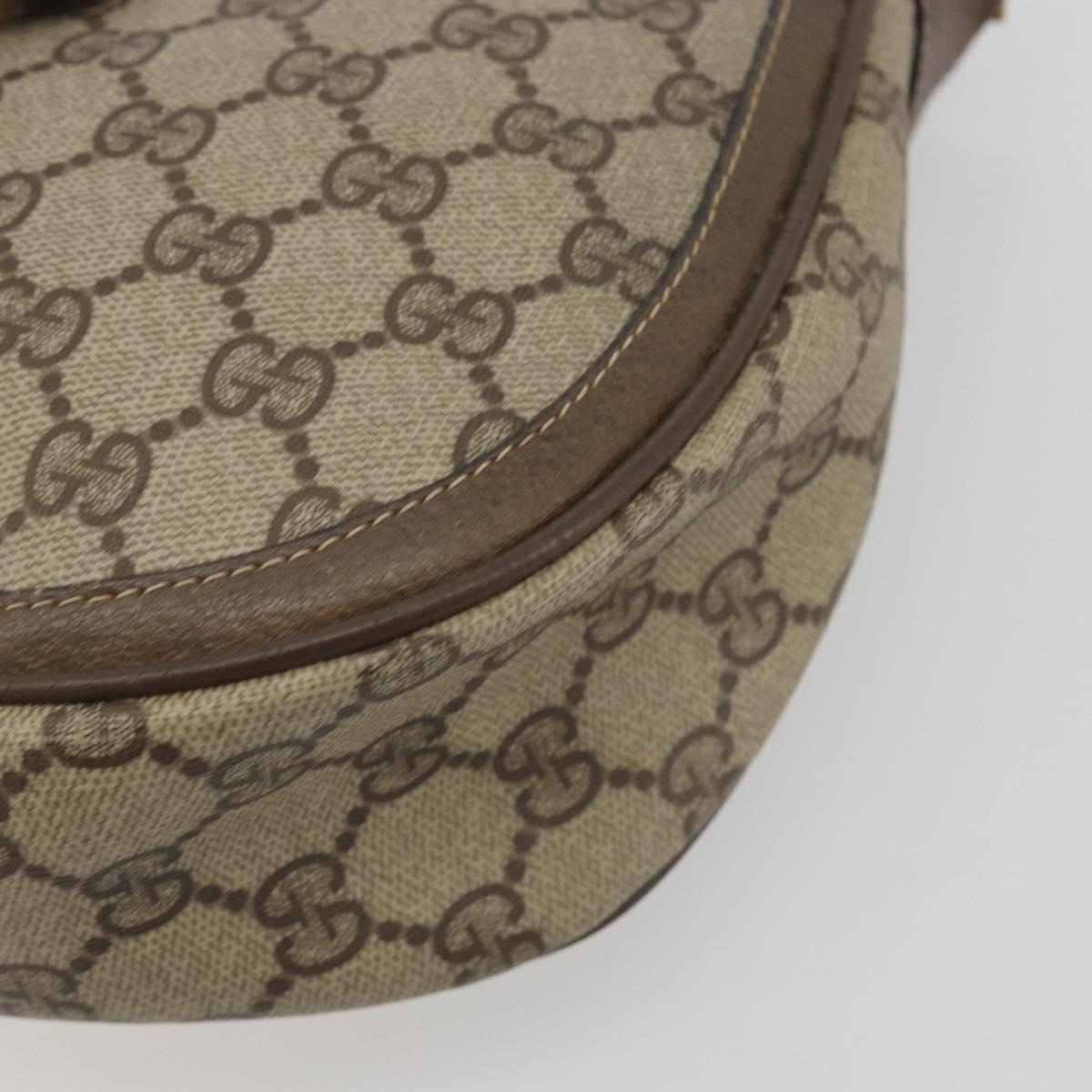 GUCCI GG Supreme Shoulder Bag PVC Leather Beige Gold Tone 10 02 056 Auth ep15307