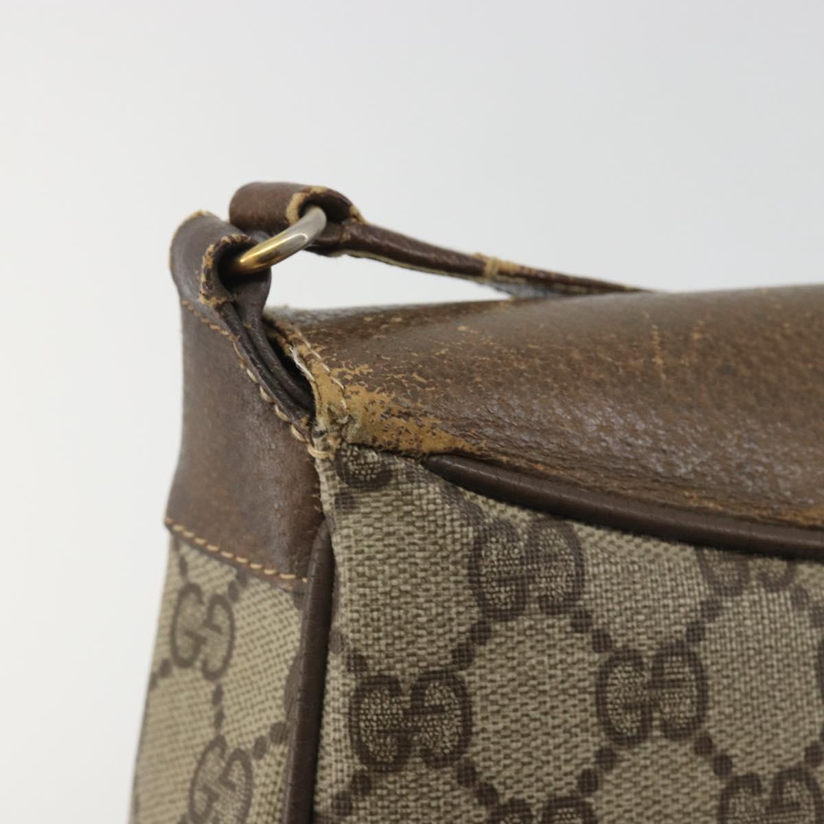GUCCI GG Supreme Shoulder Bag PVC Leather Beige Gold Tone 10 02 056 Auth ep15307