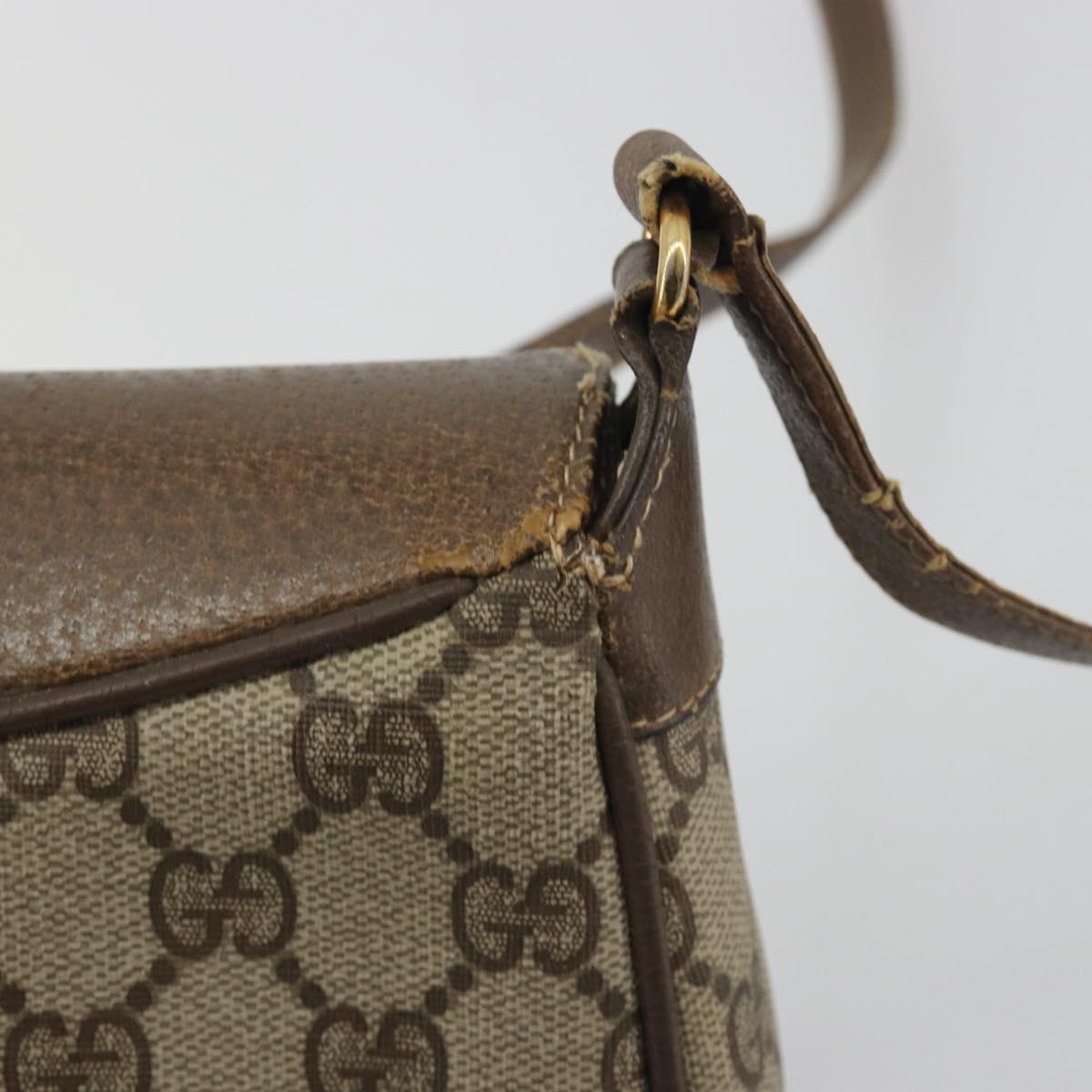 GUCCI GG Supreme Shoulder Bag PVC Leather Beige Gold Tone 10 02 056 Auth ep15307