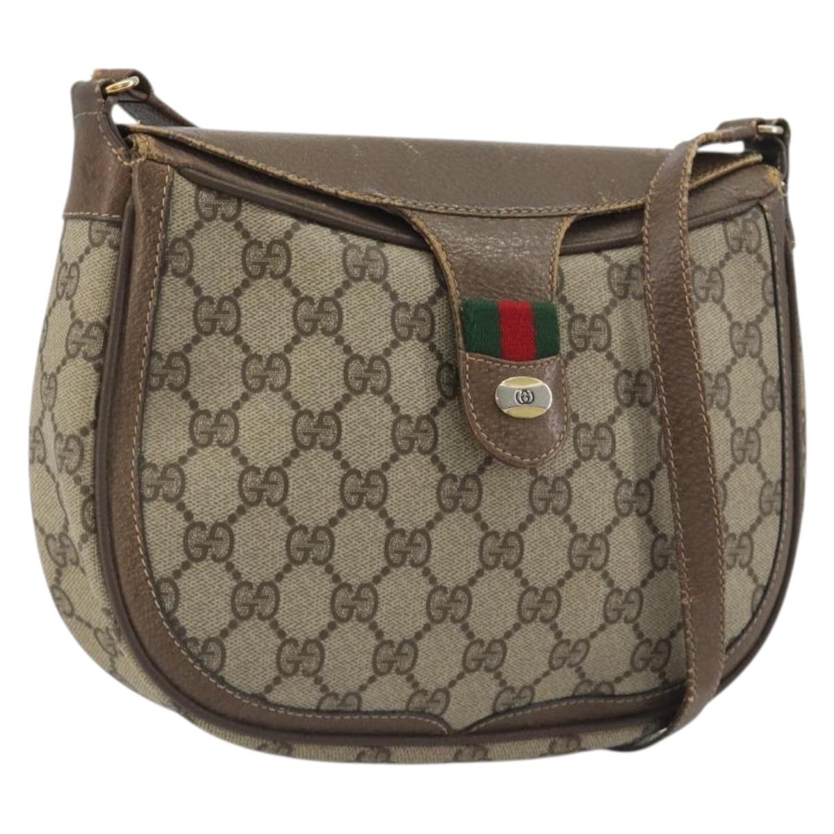 GUCCI GG Supreme Shoulder Bag PVC Leather Beige Gold Tone 10 02 056 Auth ep15307