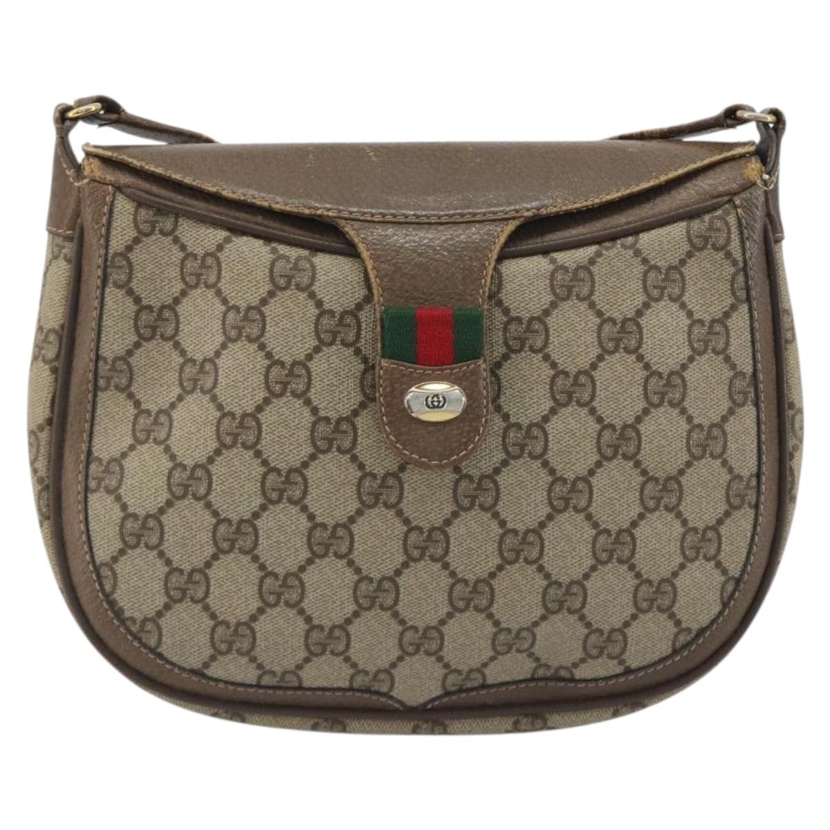 GUCCI GG Supreme Shoulder Bag PVC Leather Beige Gold Tone 10 02 056 Auth ep15307