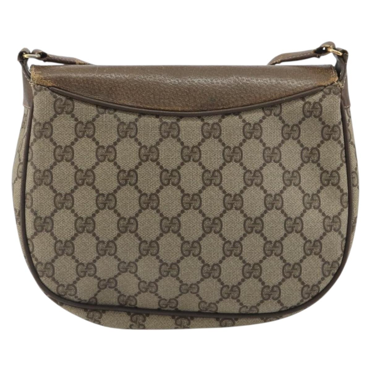 GUCCI GG Supreme Shoulder Bag PVC Leather Beige Gold Tone 10 02 056 Auth ep15307